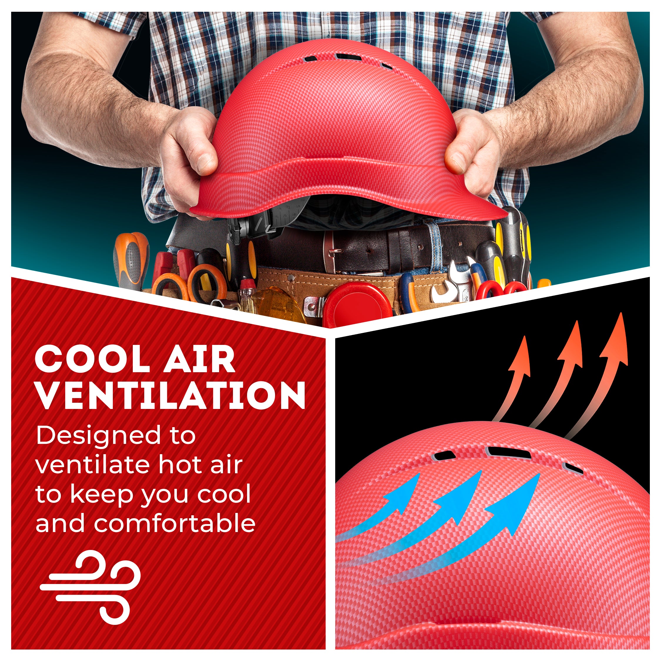 Cap Style Red Textured Graphite Design Matte Finish Vented Hard Hat