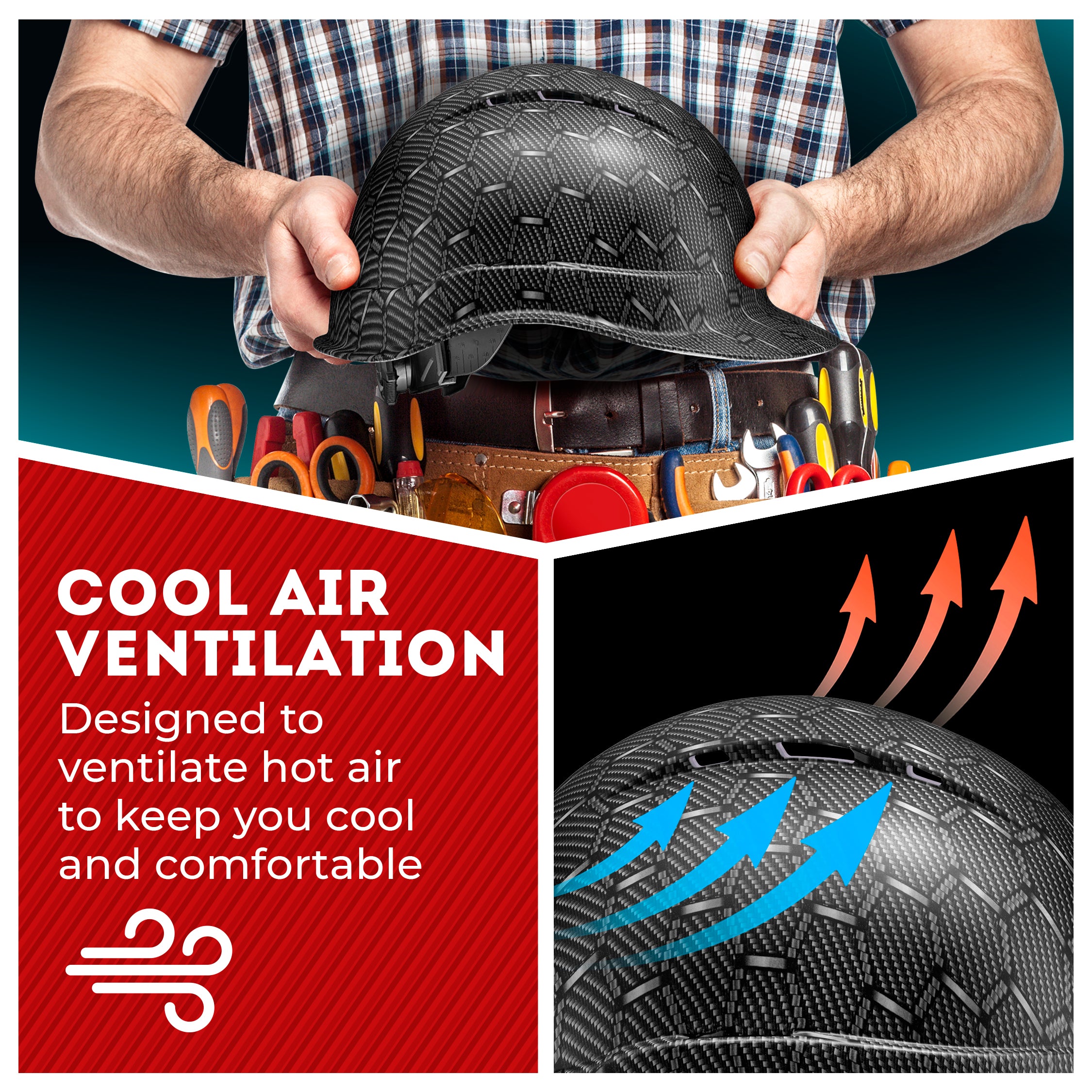 Cap Style Black Honeycomb Graphite Design Matte Finish Vented Hard Hat