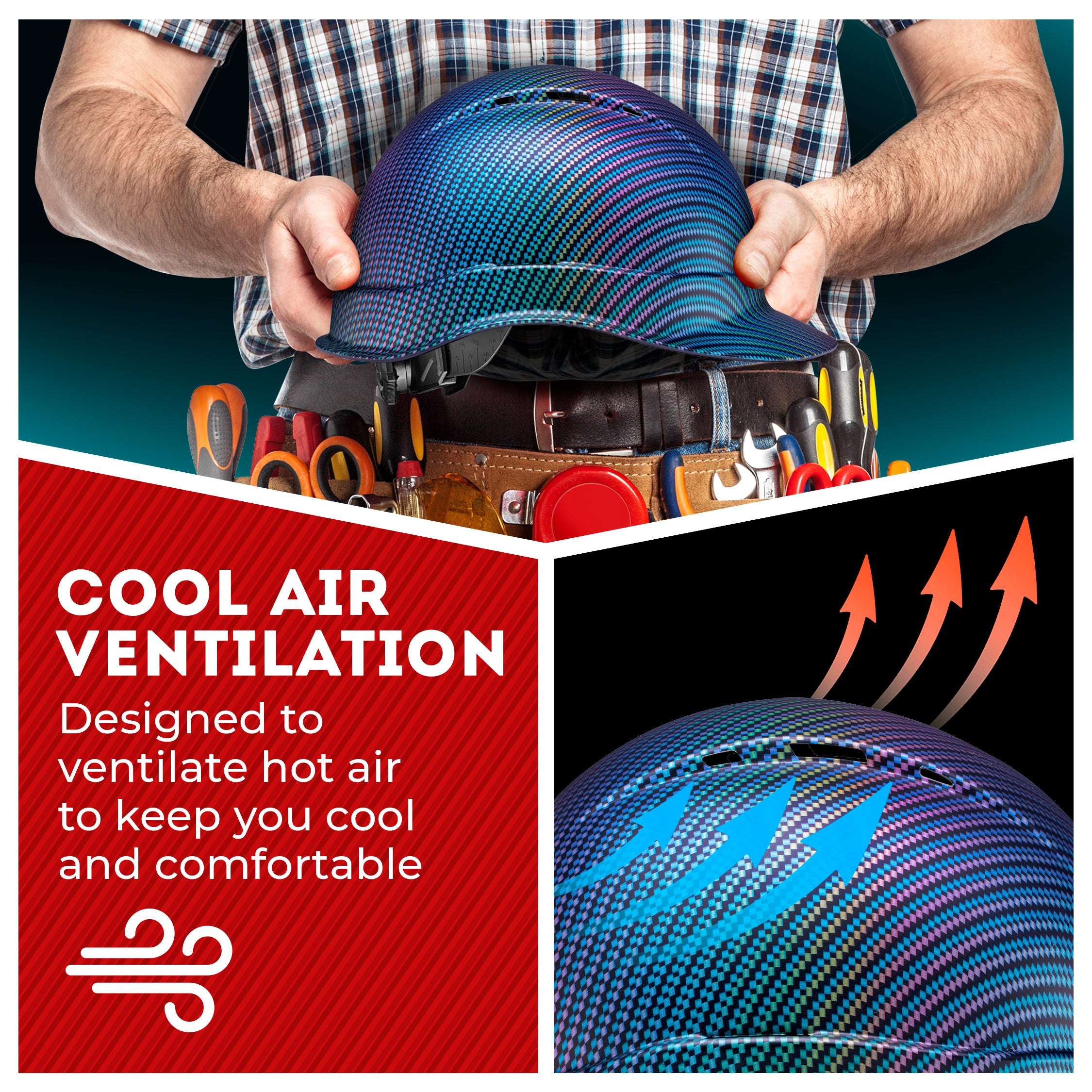 Cap Style Color Weave Graphite Design Matte Finish Vented Hard Hat