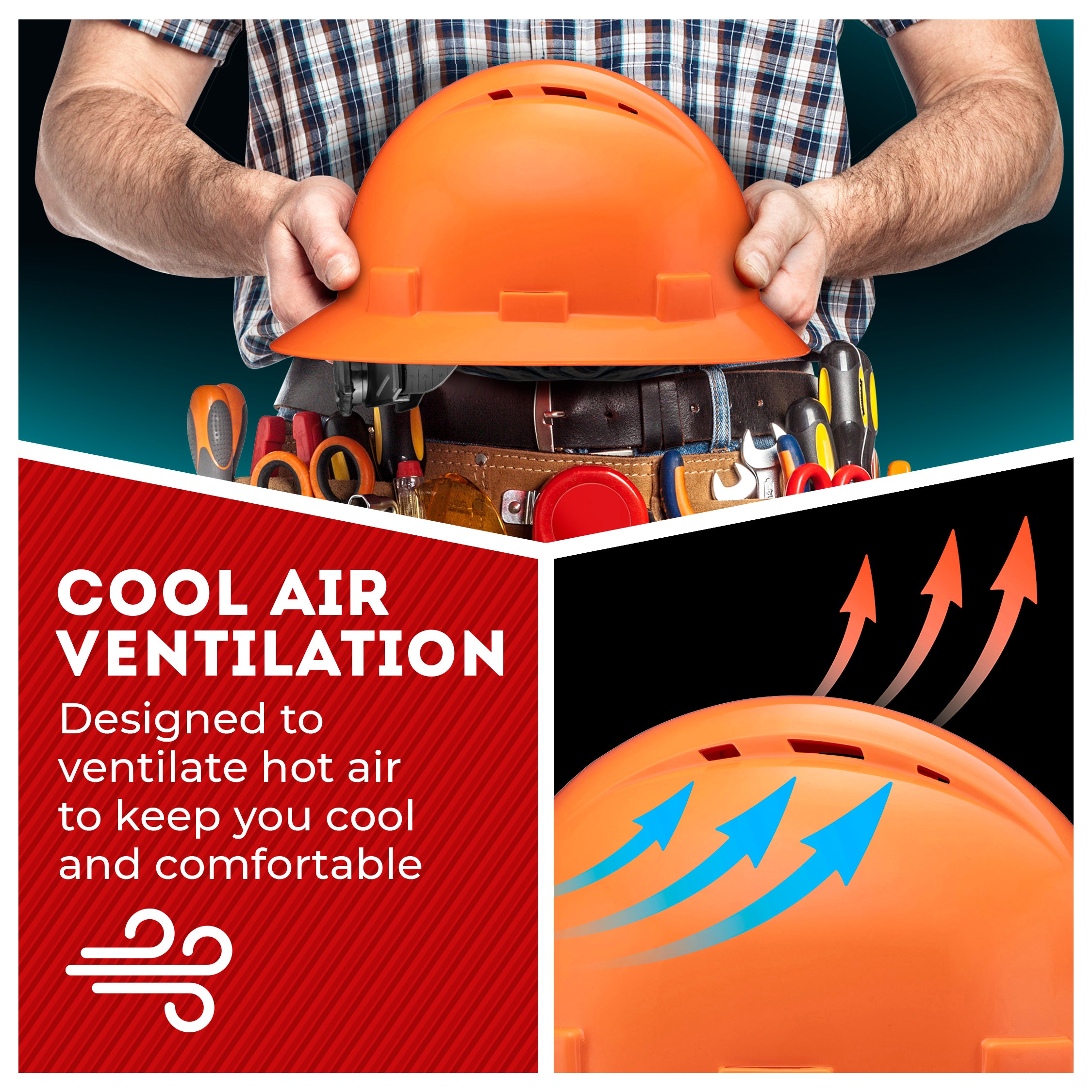 Full Brim Orange Vented Hard Hat