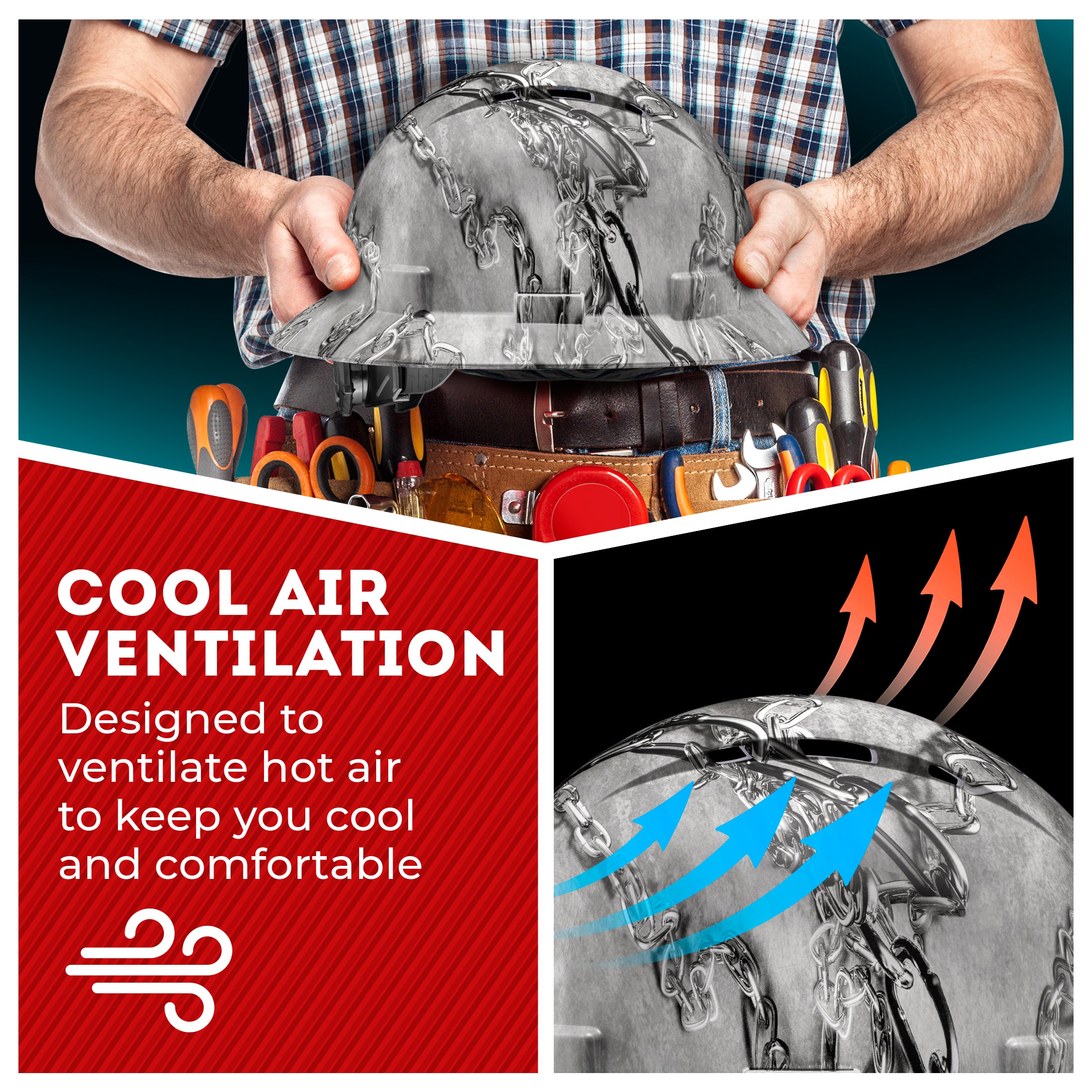 Full Brim Chain Matte Finish Vented Hard Hat