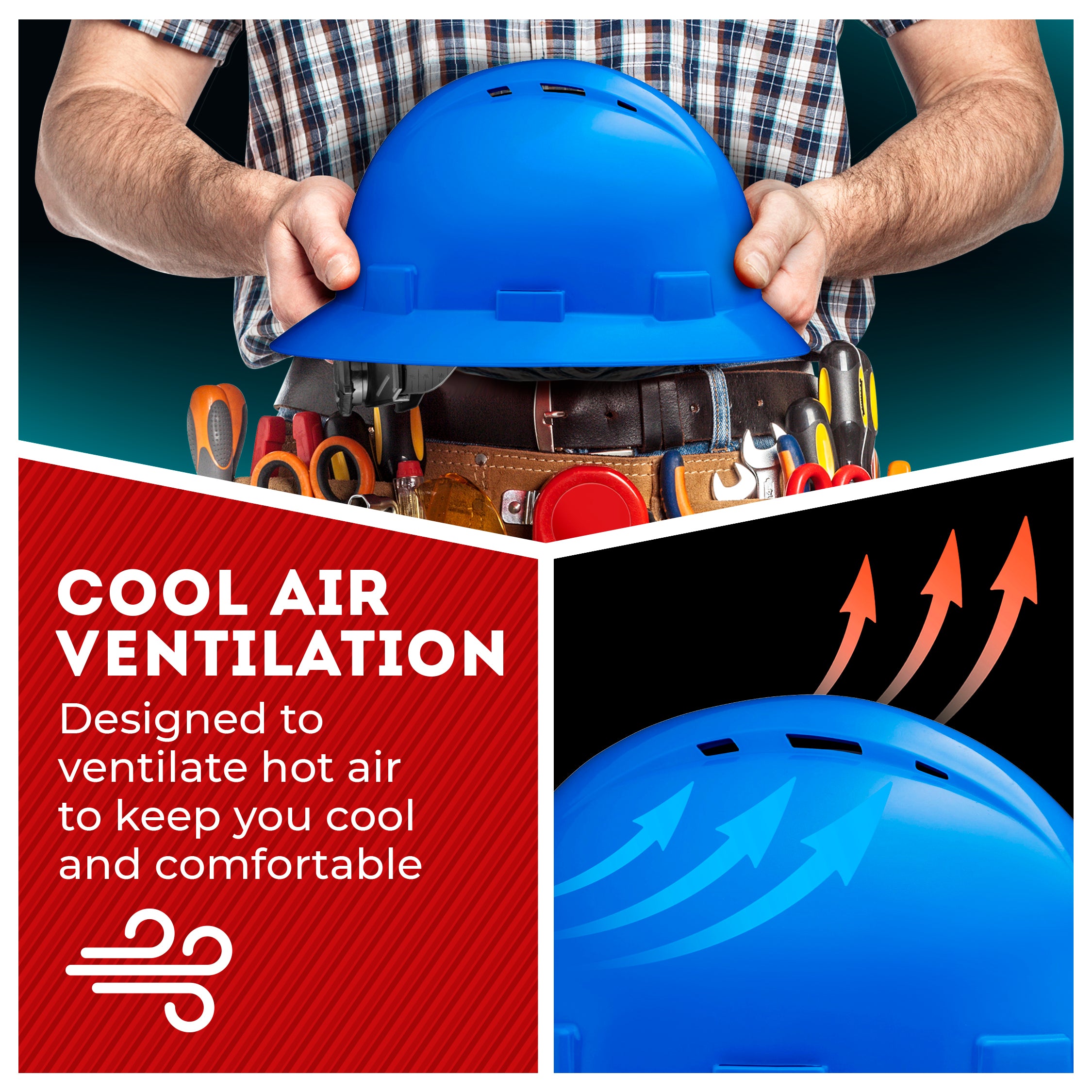 Full Brim Blue Vented Hard Hat