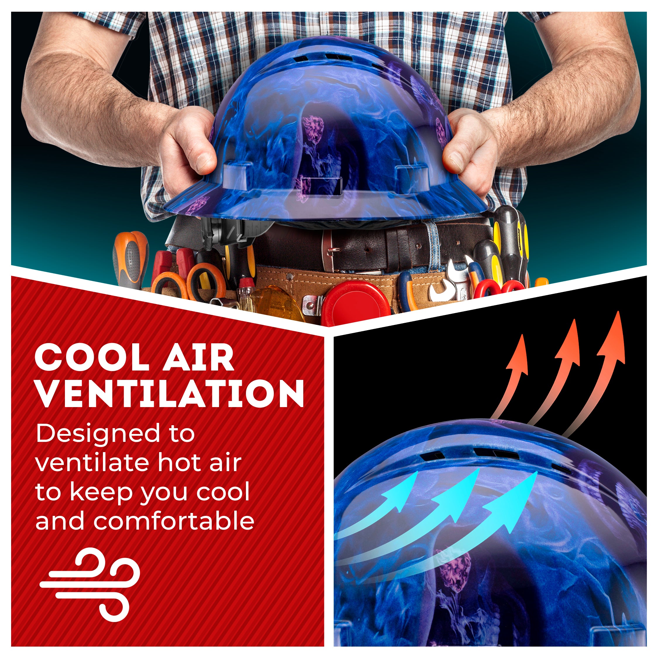 Full Brim Blue Banshee Gloss Finish Vented Hard Hat