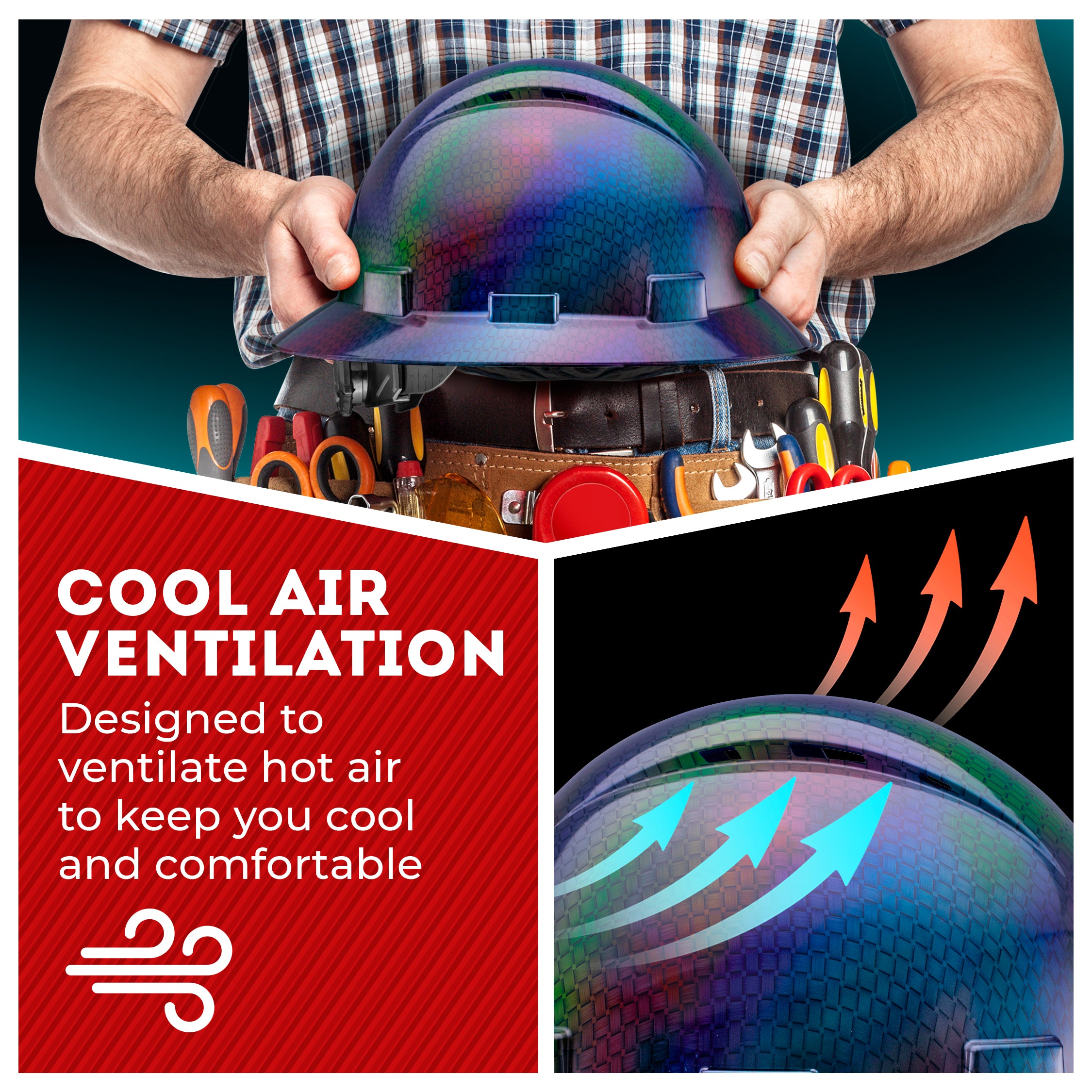 Full Brim Chameleon Graphite Design Gloss Finish Vented Hard Hat