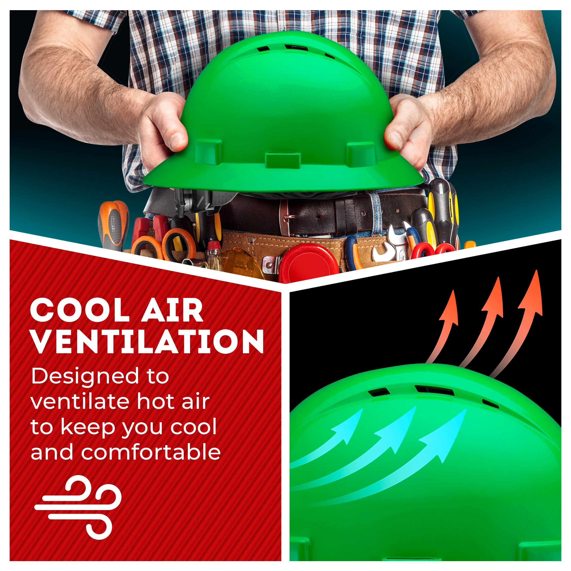Full Brim Green Vented Hard Hat
