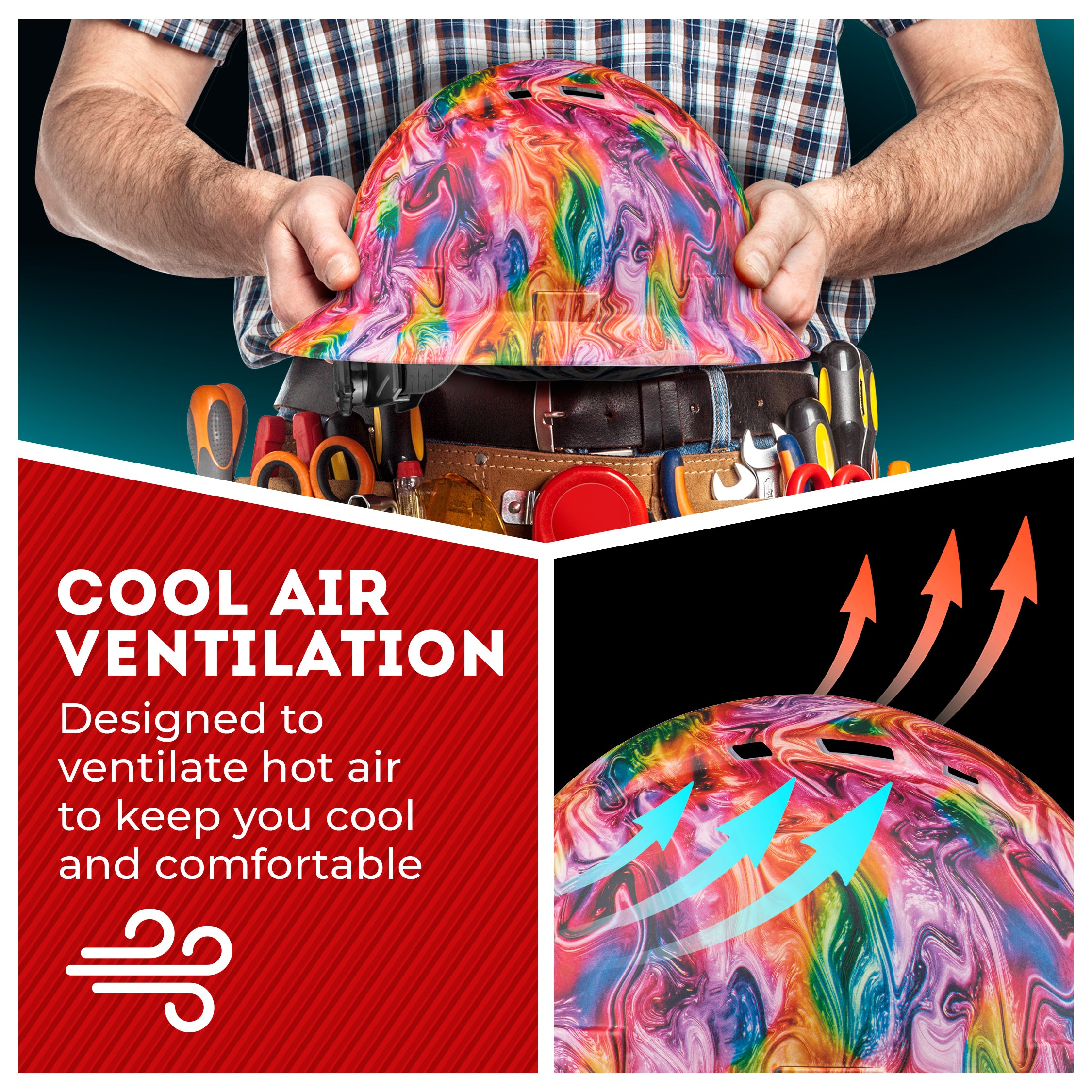 Full Brim Psychedelic Matte Finish Vented Hard Hat