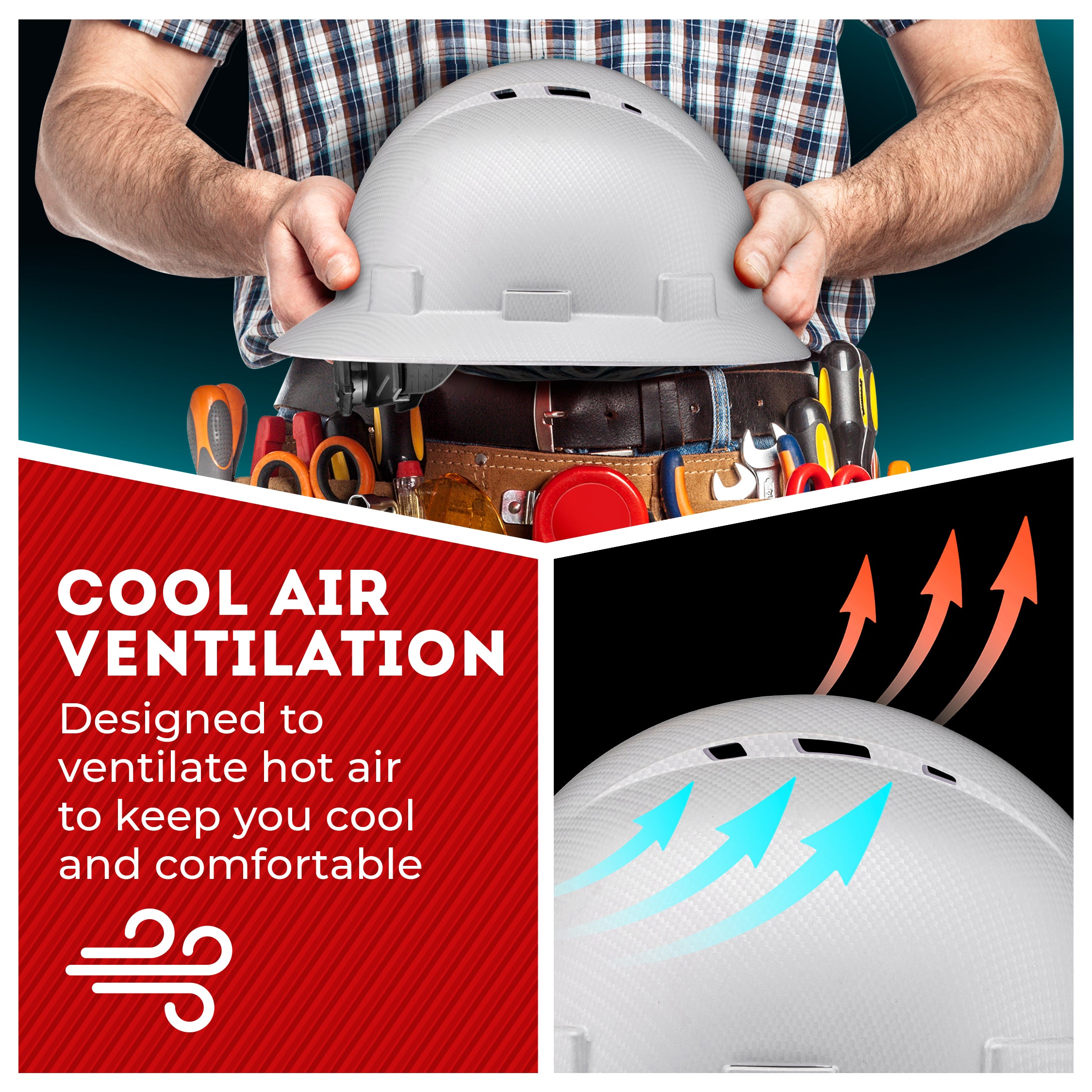 Full Brim Disco Wave Graphite Design Matte Finish Vented Hard Hat