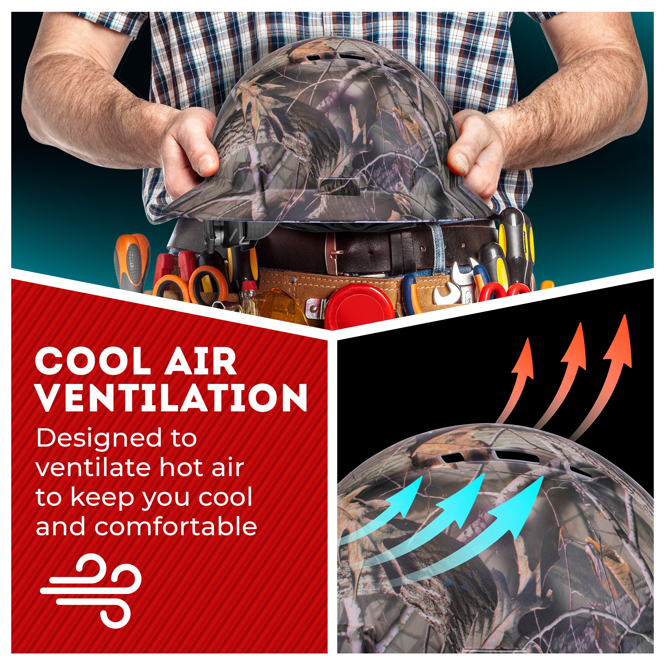 Full Brim Woodsman Camo Matte Finish Vented Hard Hat