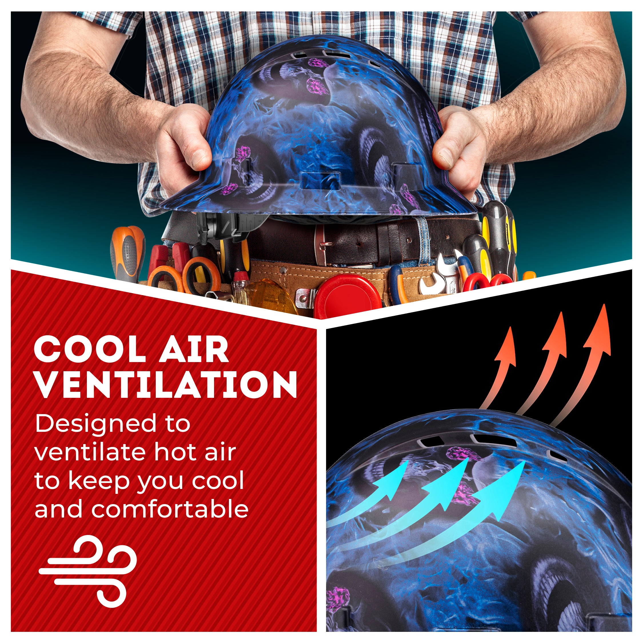 Full Brim Blue Banshee Matte Finish Vented Hard Hat