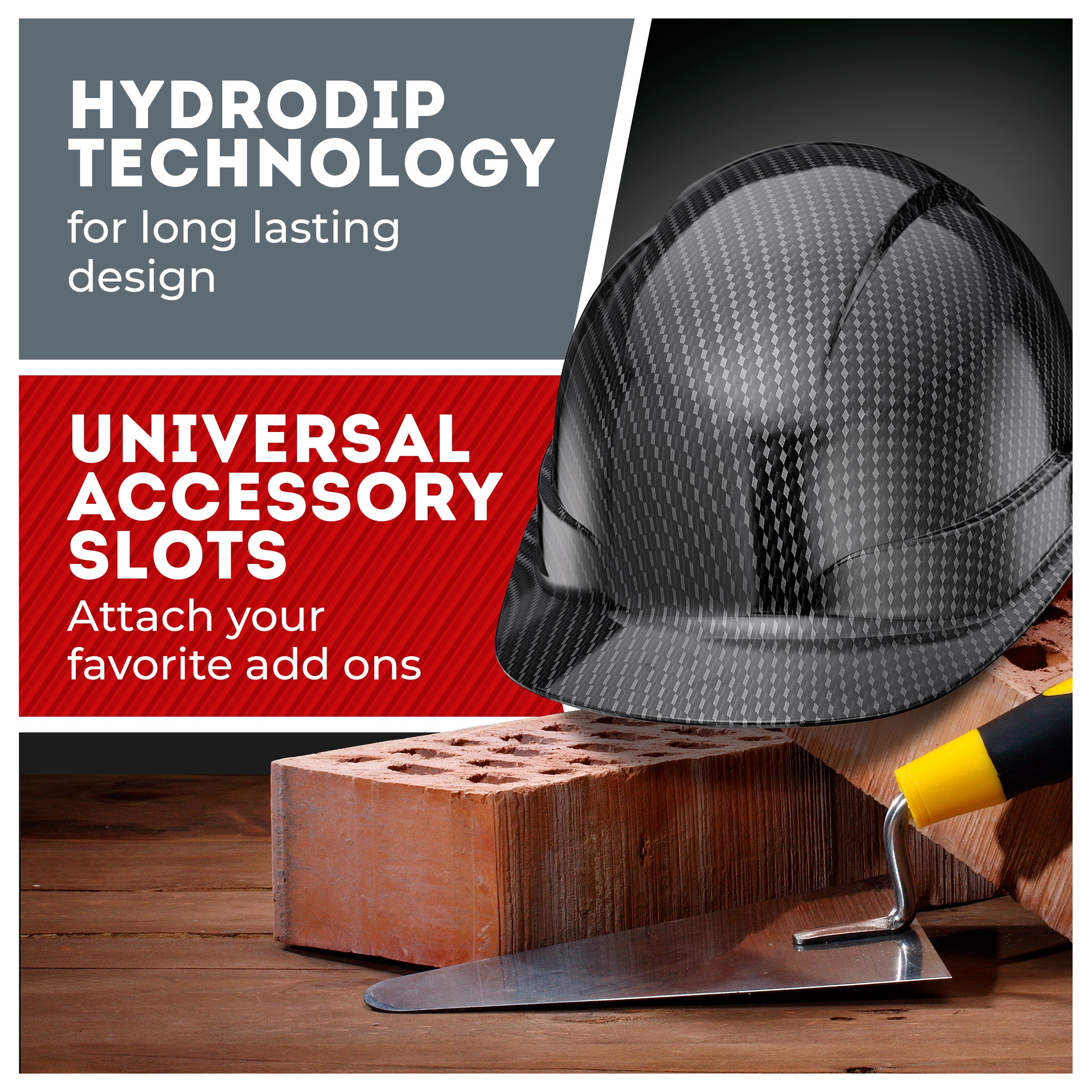 Cap Style Classic Black Graphite Design Gloss Finish Non-Vented Hard Hat