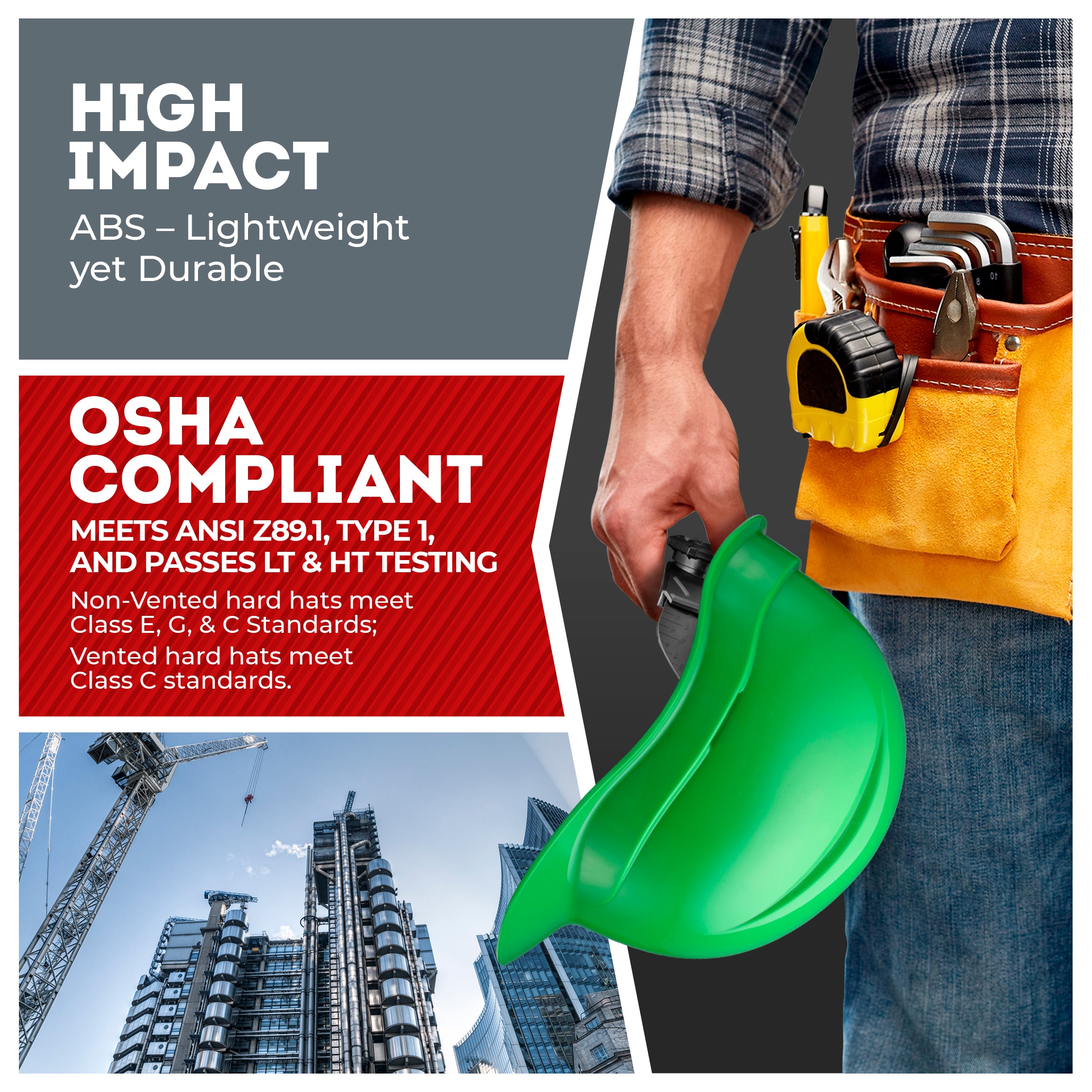 Cap Style Green Non-Vented Hard Hat