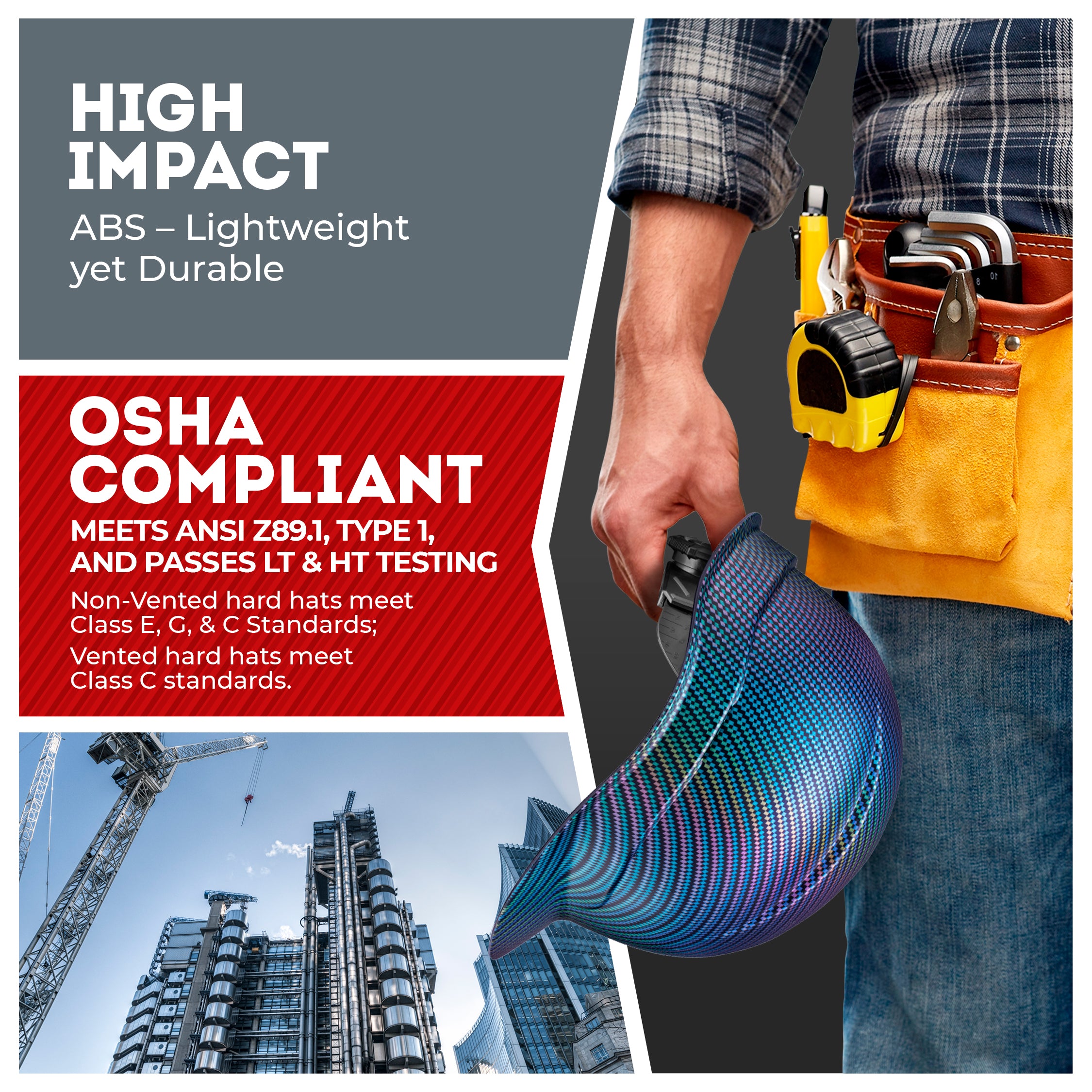 Cap Style Color Weave Graphite Design Matte Finish Non-Vented Hard Hat