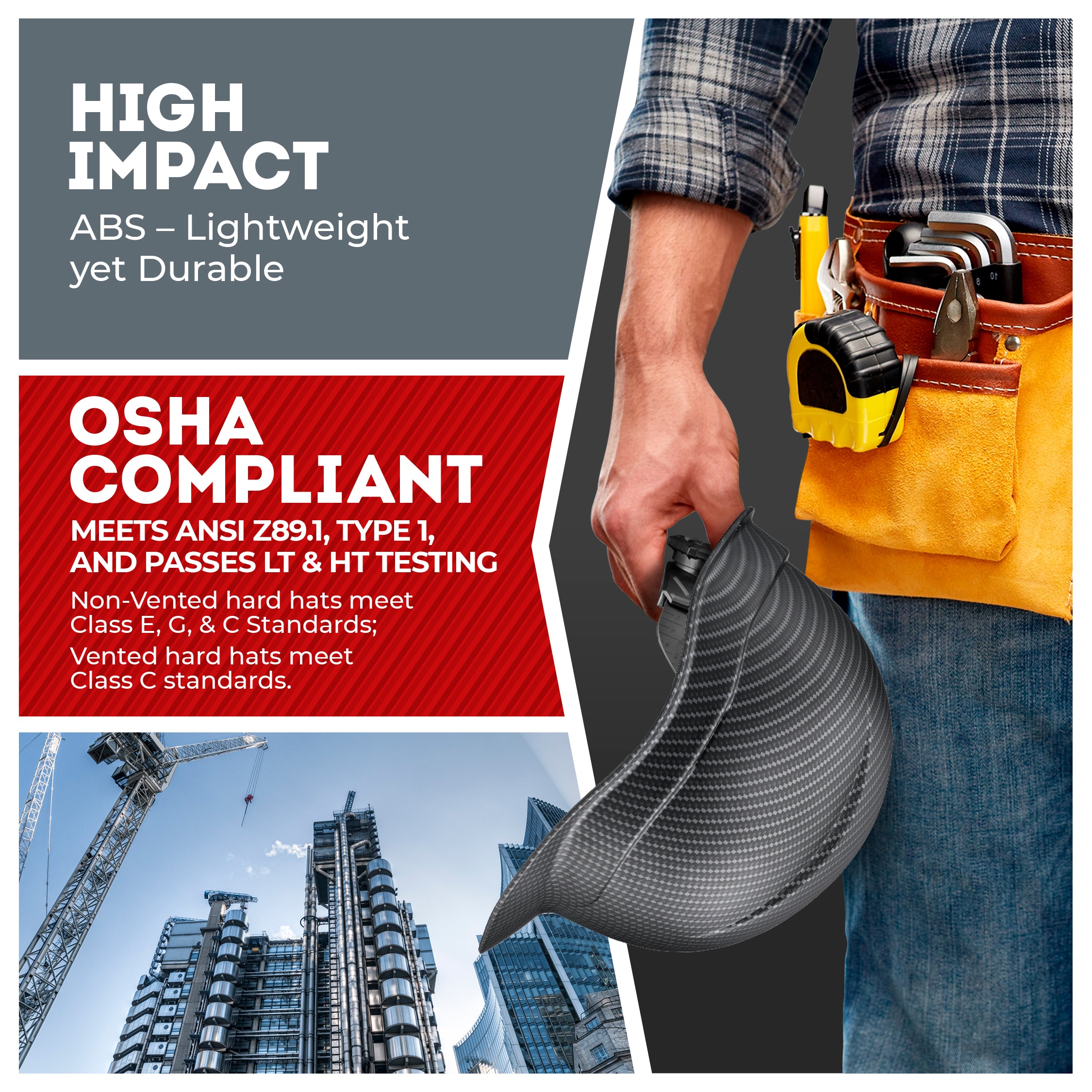 Cap Style Classic Black Graphite Design Matte Finish Non-Vented Hard Hat