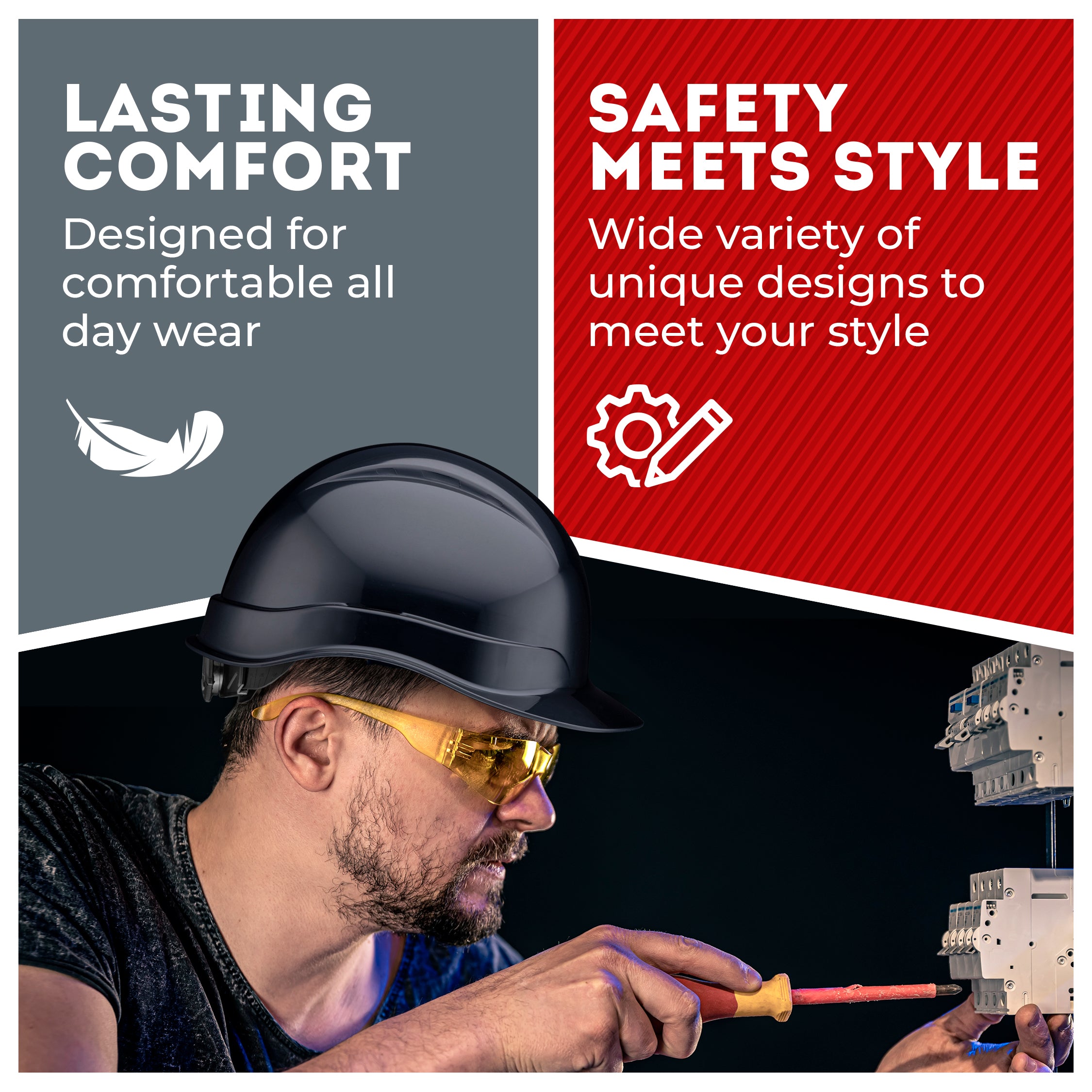 Cap Style Black Non-Vented Hard Hat