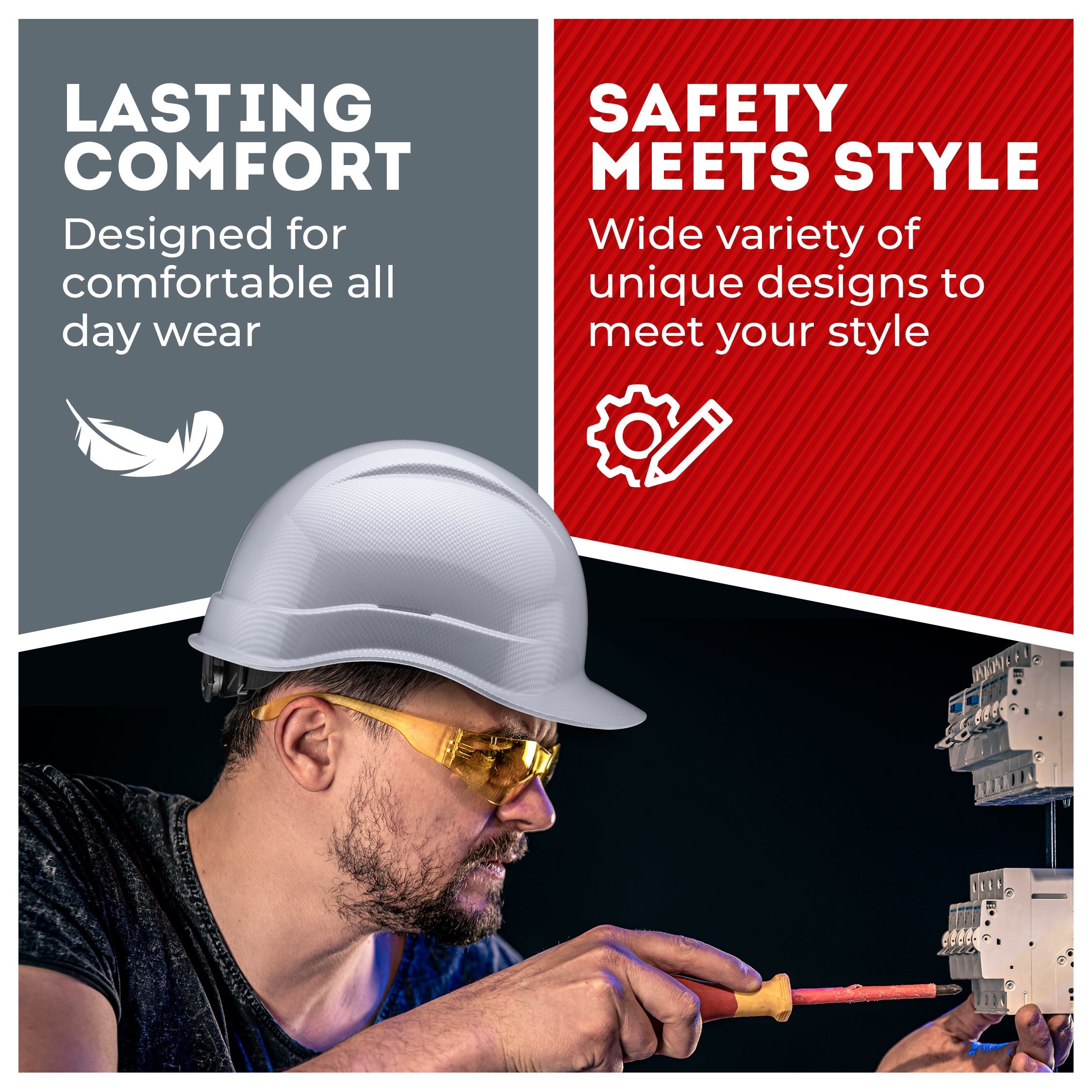 Cap Style Light Grey Graphite Design Gloss Finish Non-Vented Hard Hat