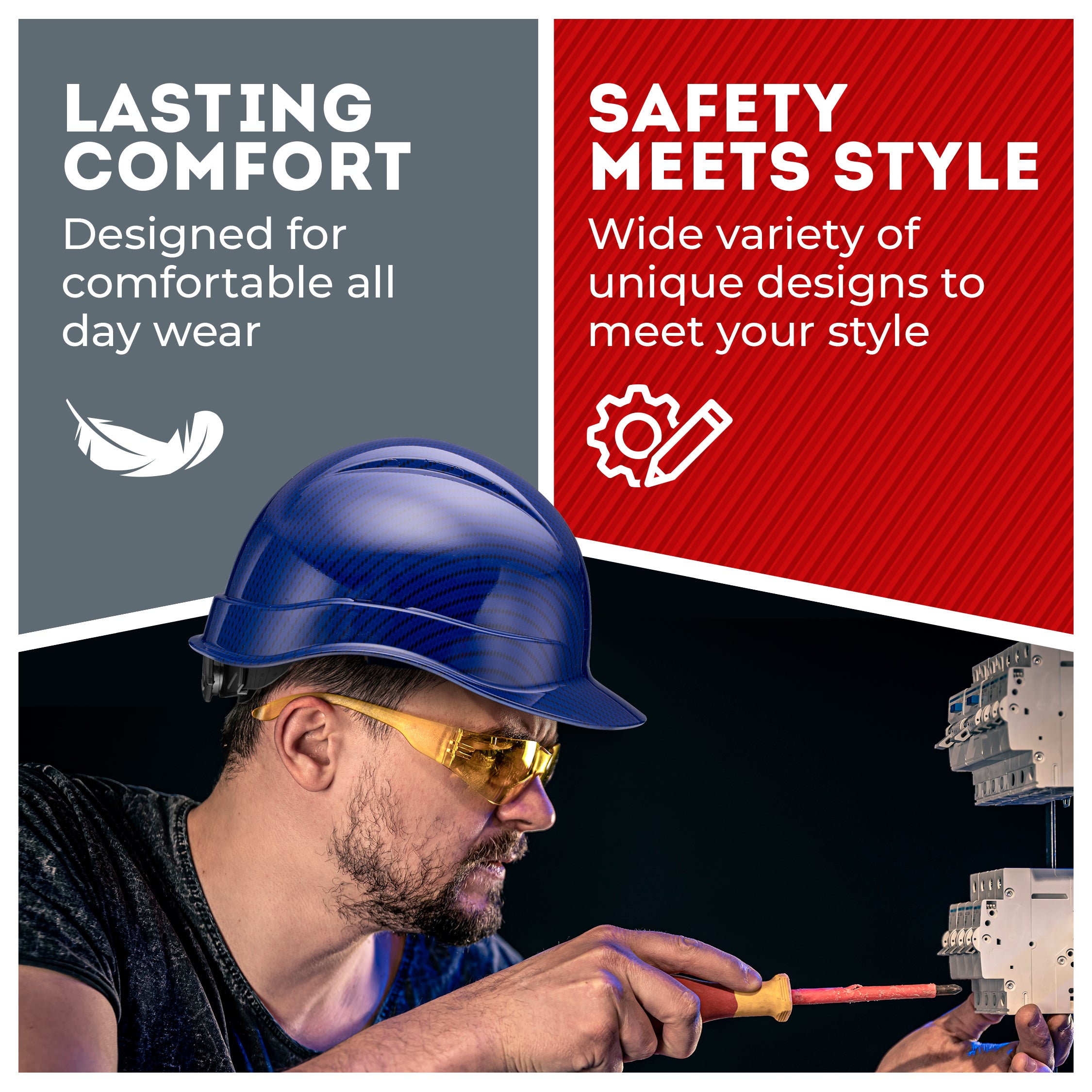 Cap Style Beguiled Blue Graphite Design Gloss Finish Non-Vented Hard Hat