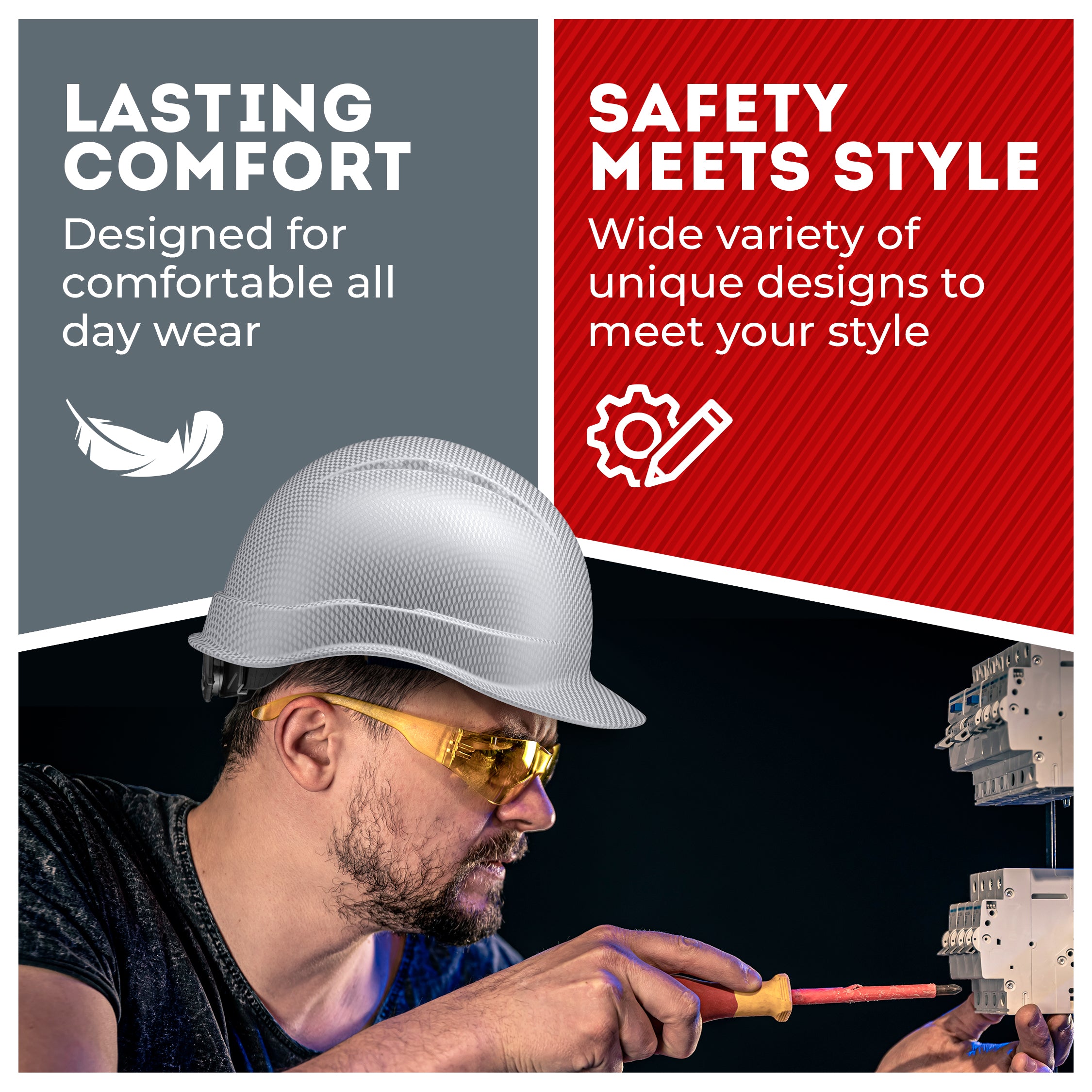 Cap Style Ice Cube Platinum Graphite Design Matte Finish Non-Vented Hard Hat