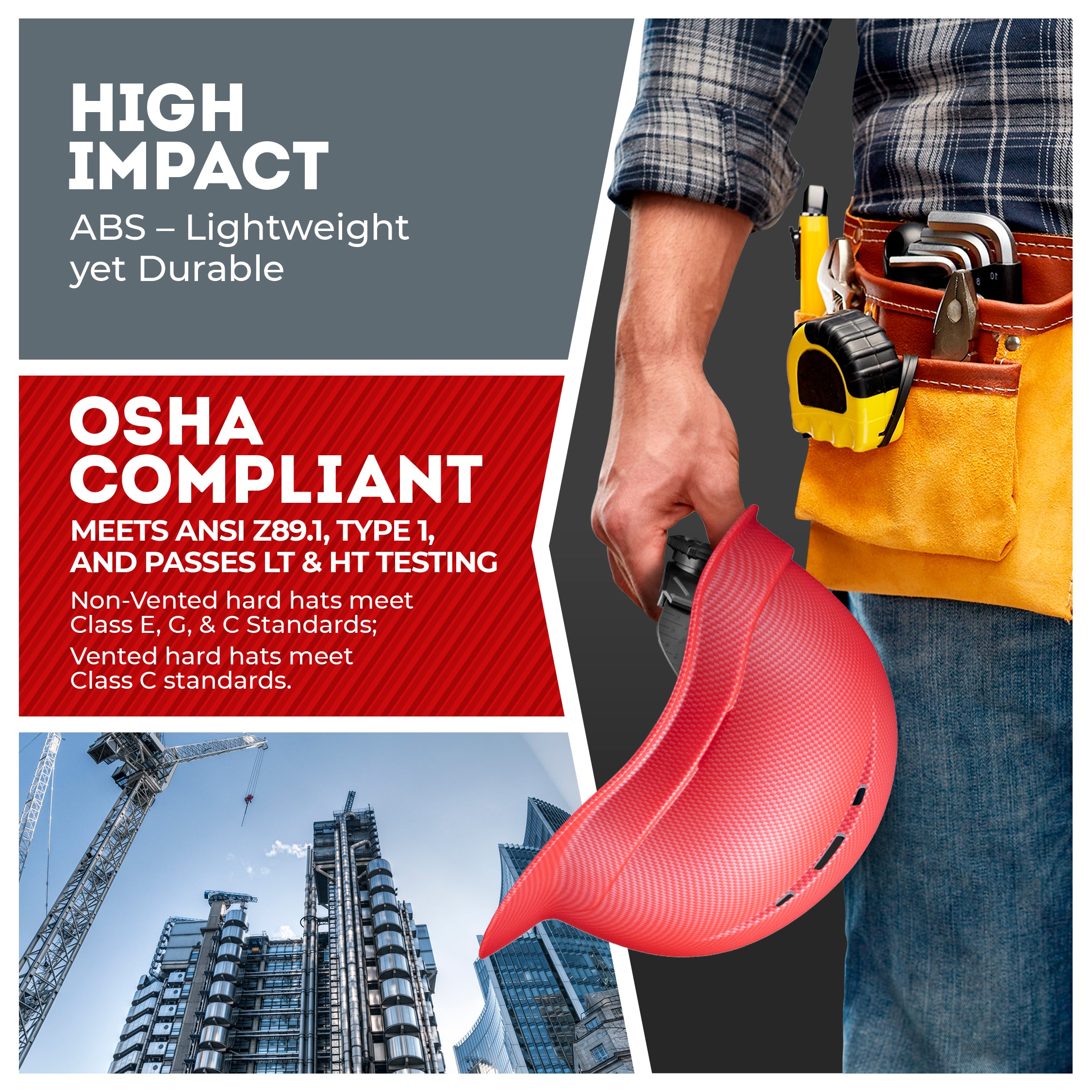 Cap Style Red Textured Graphite Design Matte Finish Vented Hard Hat