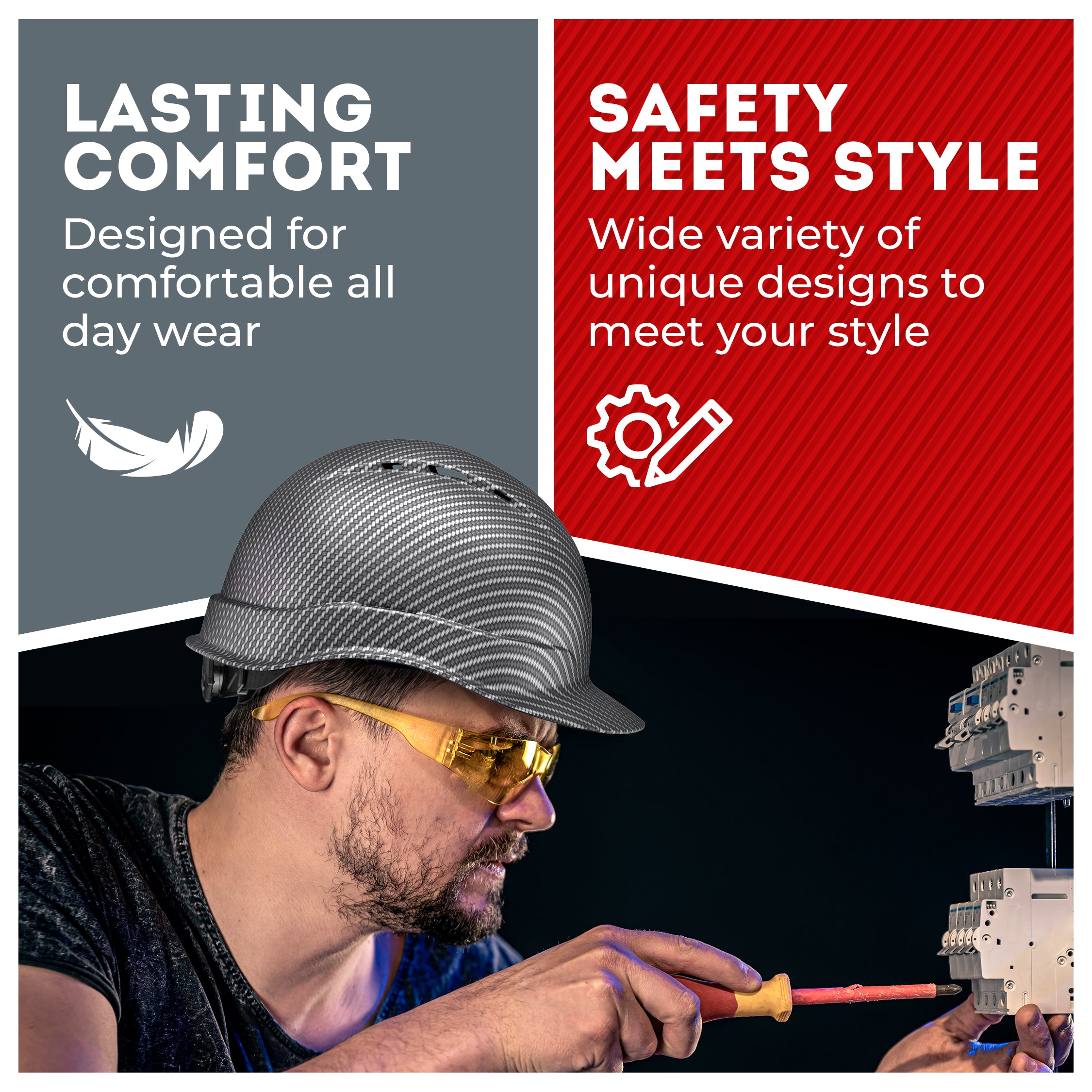 Cap Style Grey Silver Classic Graphite Design Matte Finish Vented Hard Hat