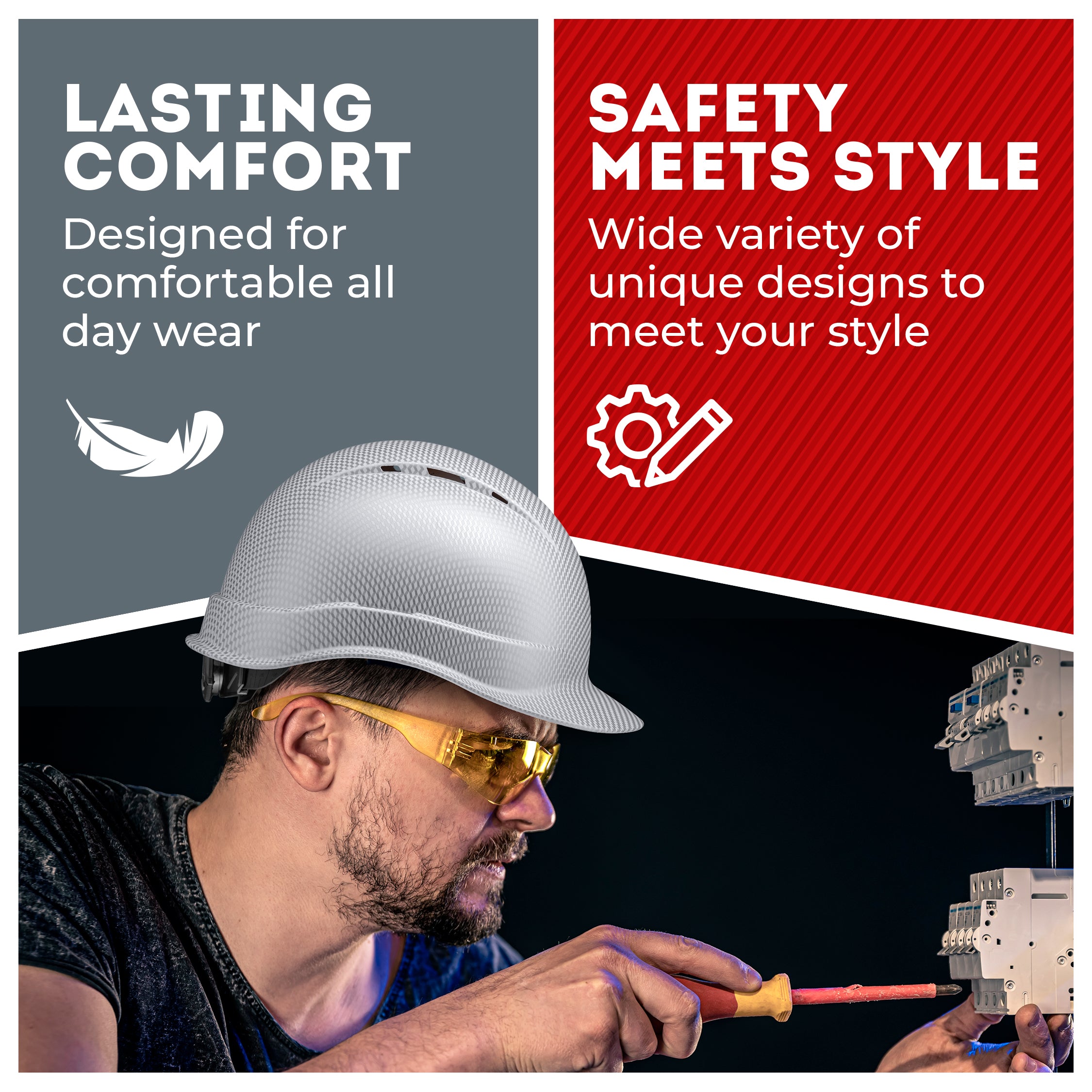 Cap Style Ice Cube Platinum Graphite Design Matte Finish Vented Hard Hat