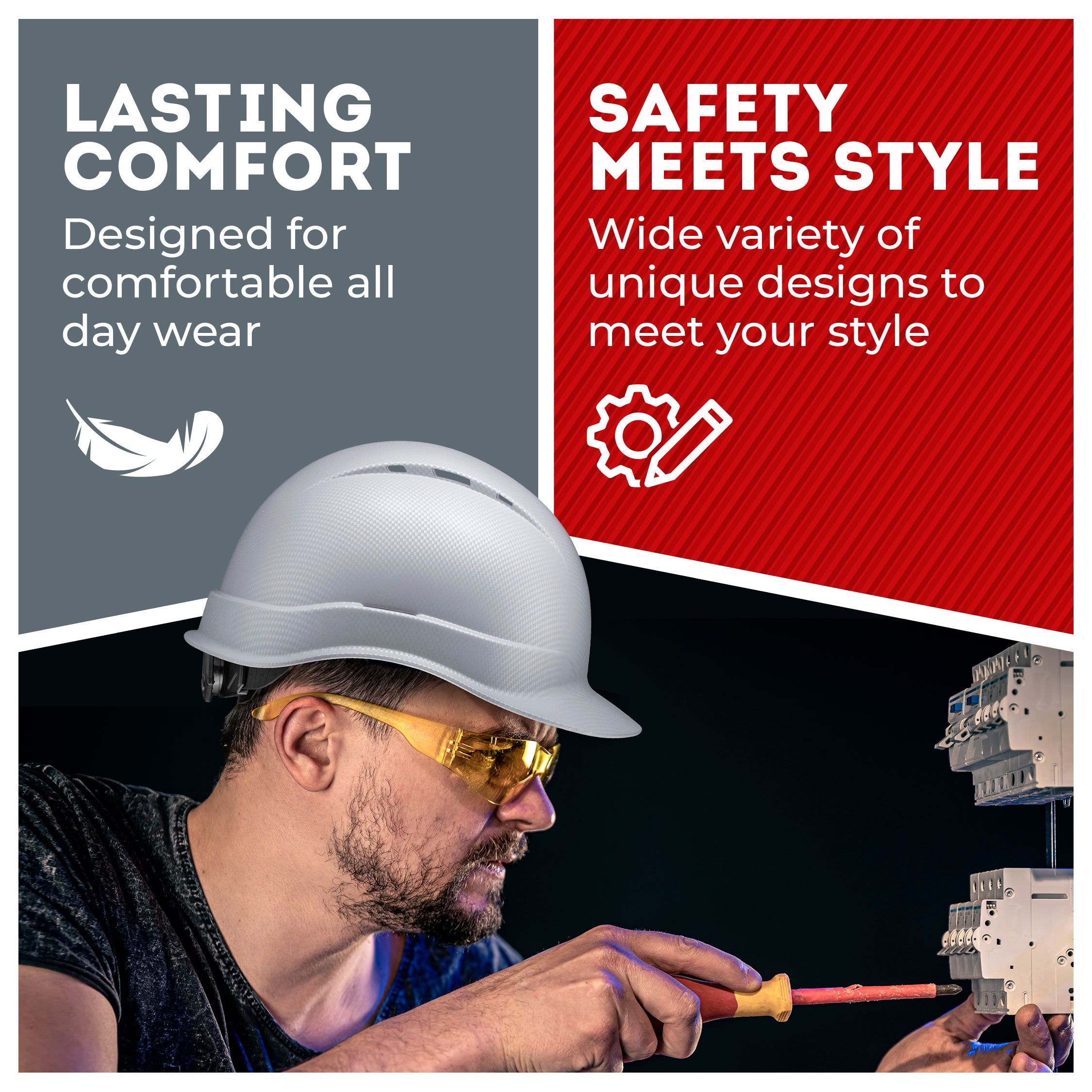 Cap Style Light Grey Graphite Design Matte Finish Vented Hard Hat