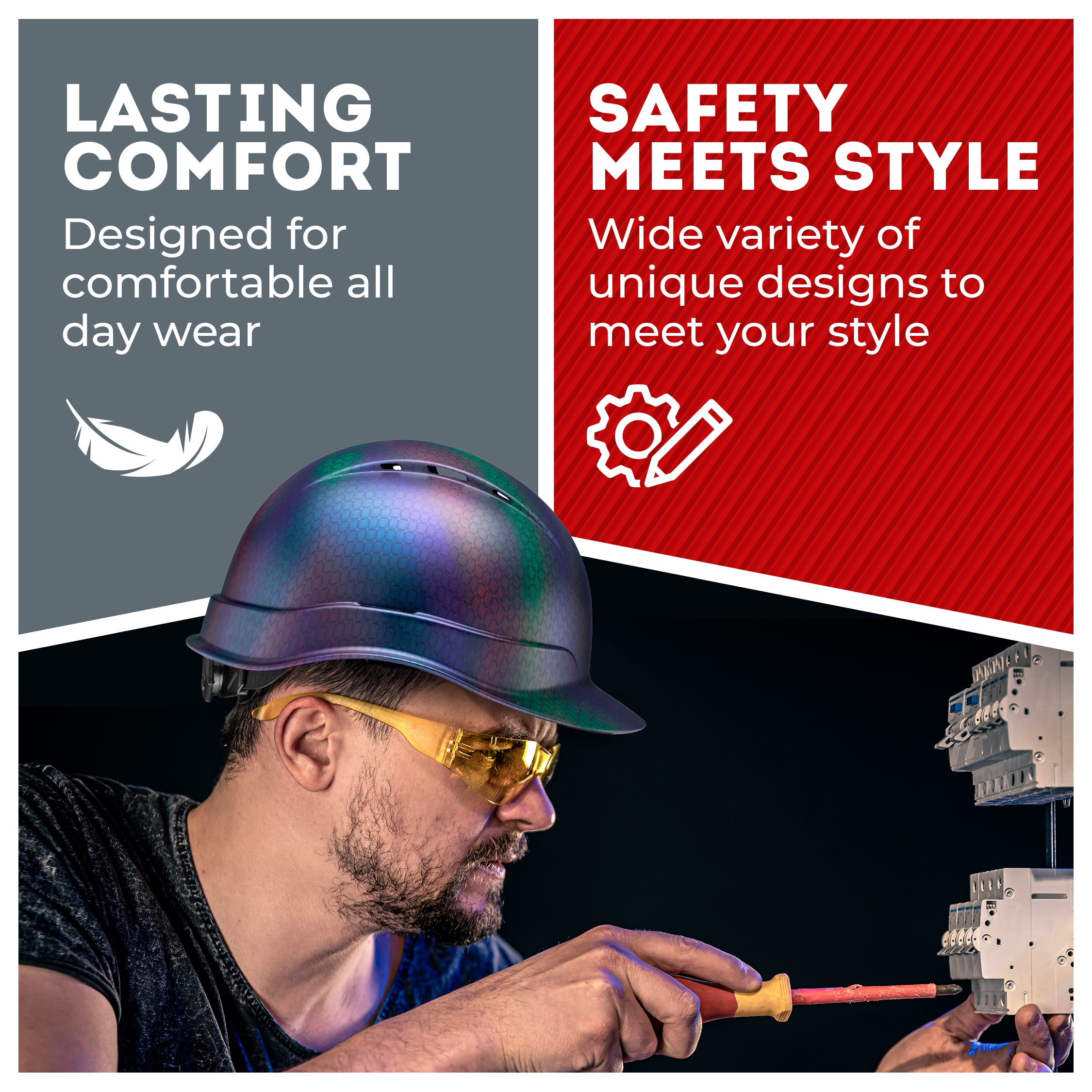 Cap Style Cameleon Graphite Design Matte Finish Vented Hard Hat