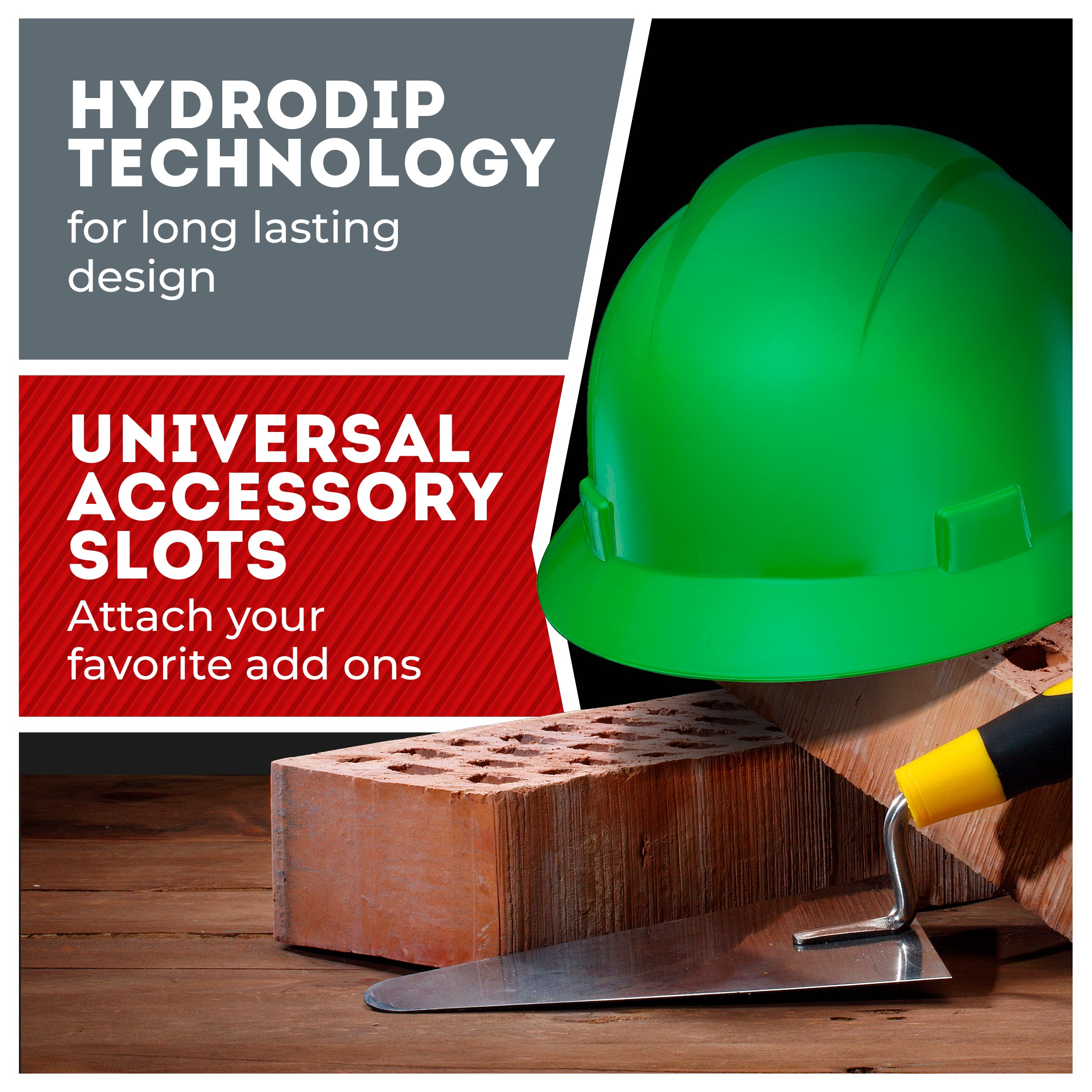 Full Brim Green Non-Vented Hard Hat
