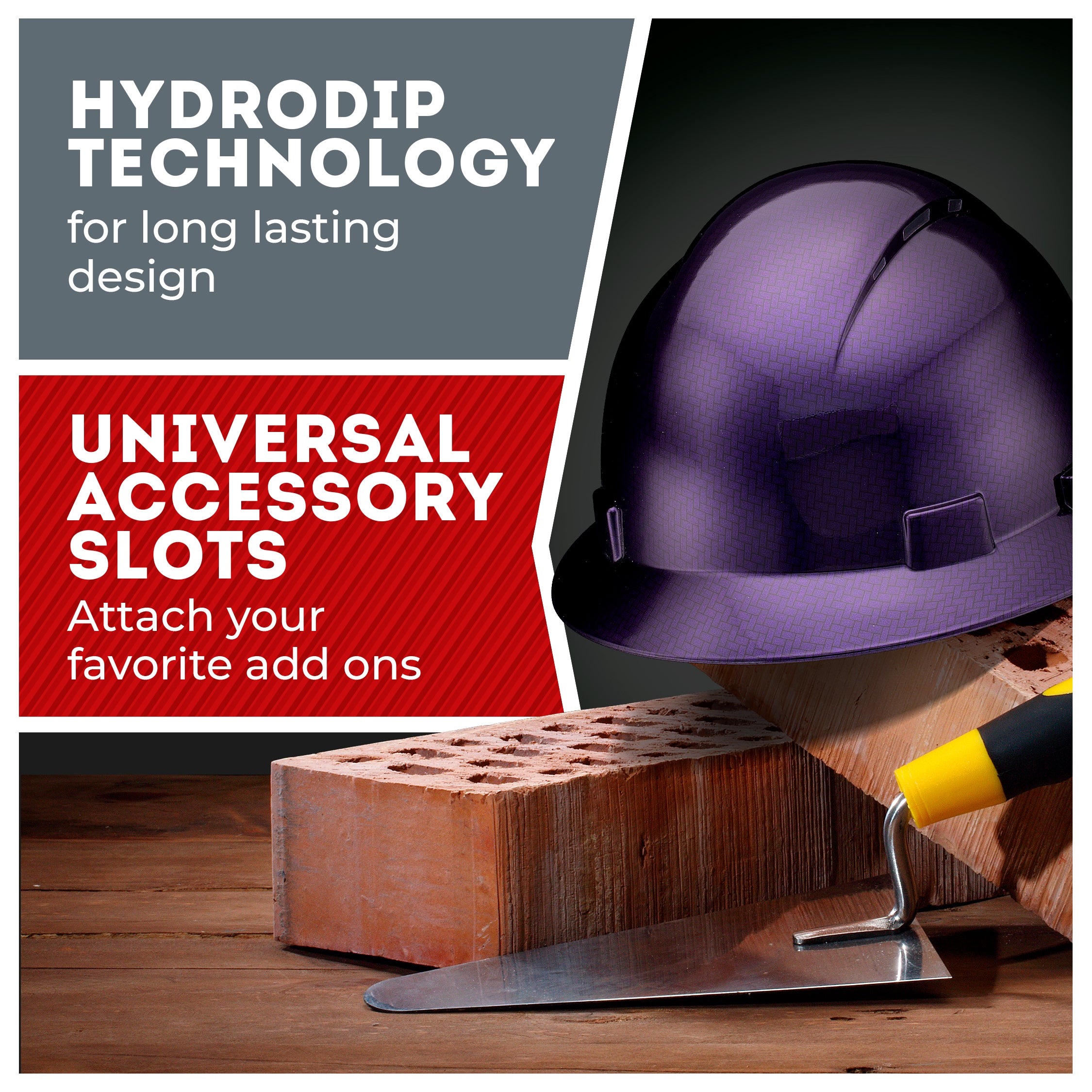 Full Brim Purple Weave Graphite Design Gloss Finish Non-Vented Hard Hat