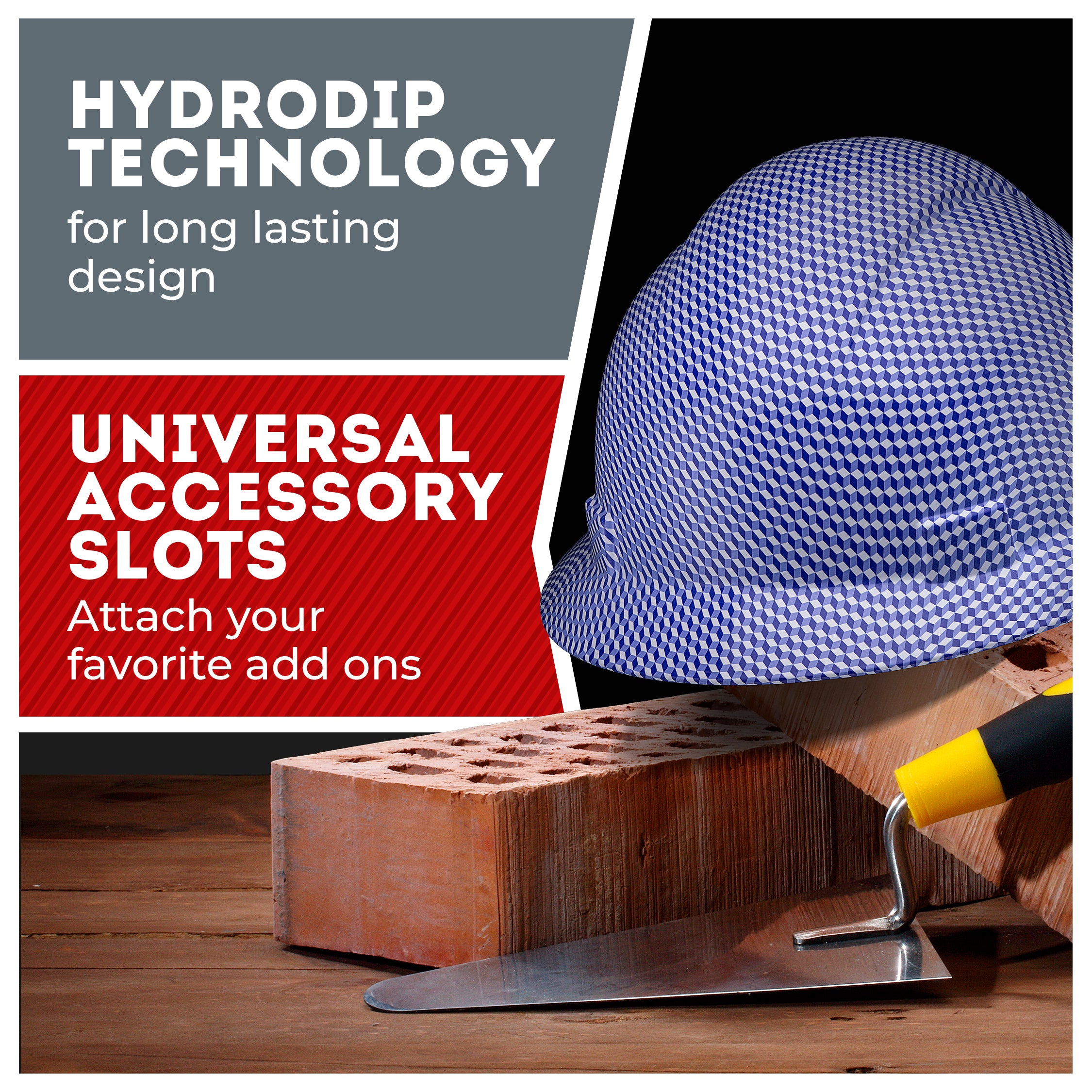 Full Brim Blue 3D Design Gloss Finish Non-Vented Hard Hat