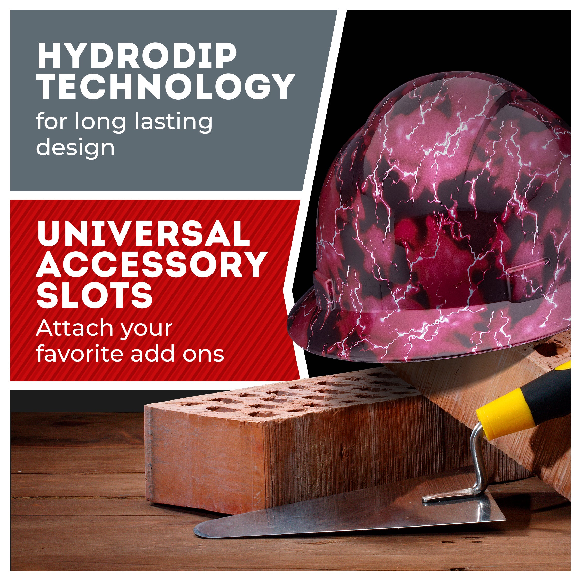 Full Brim Pink lightning Gloss Finish Non-Vented Hard Hat