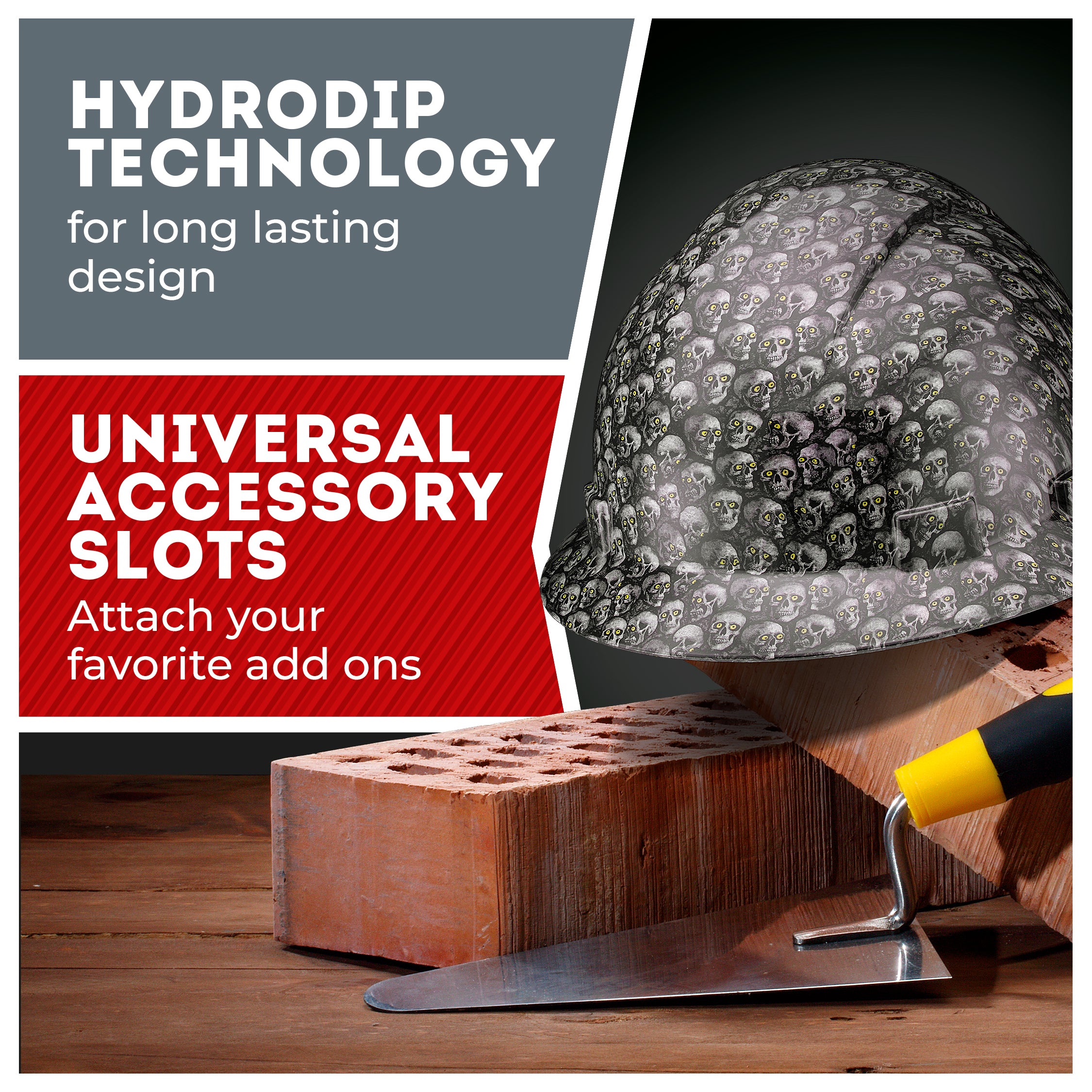 Full Brim Color Skull Shadow Gloss Finish Non-Vented Hard Hat