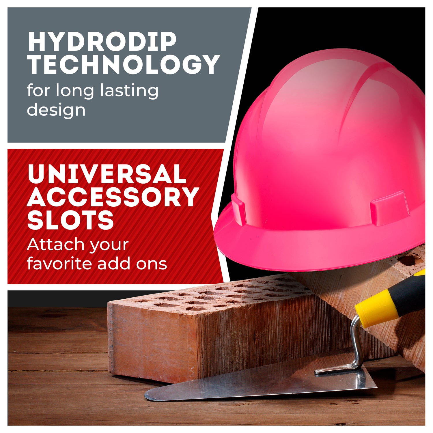 Full Brim Pink Non-Vented Hard Hat