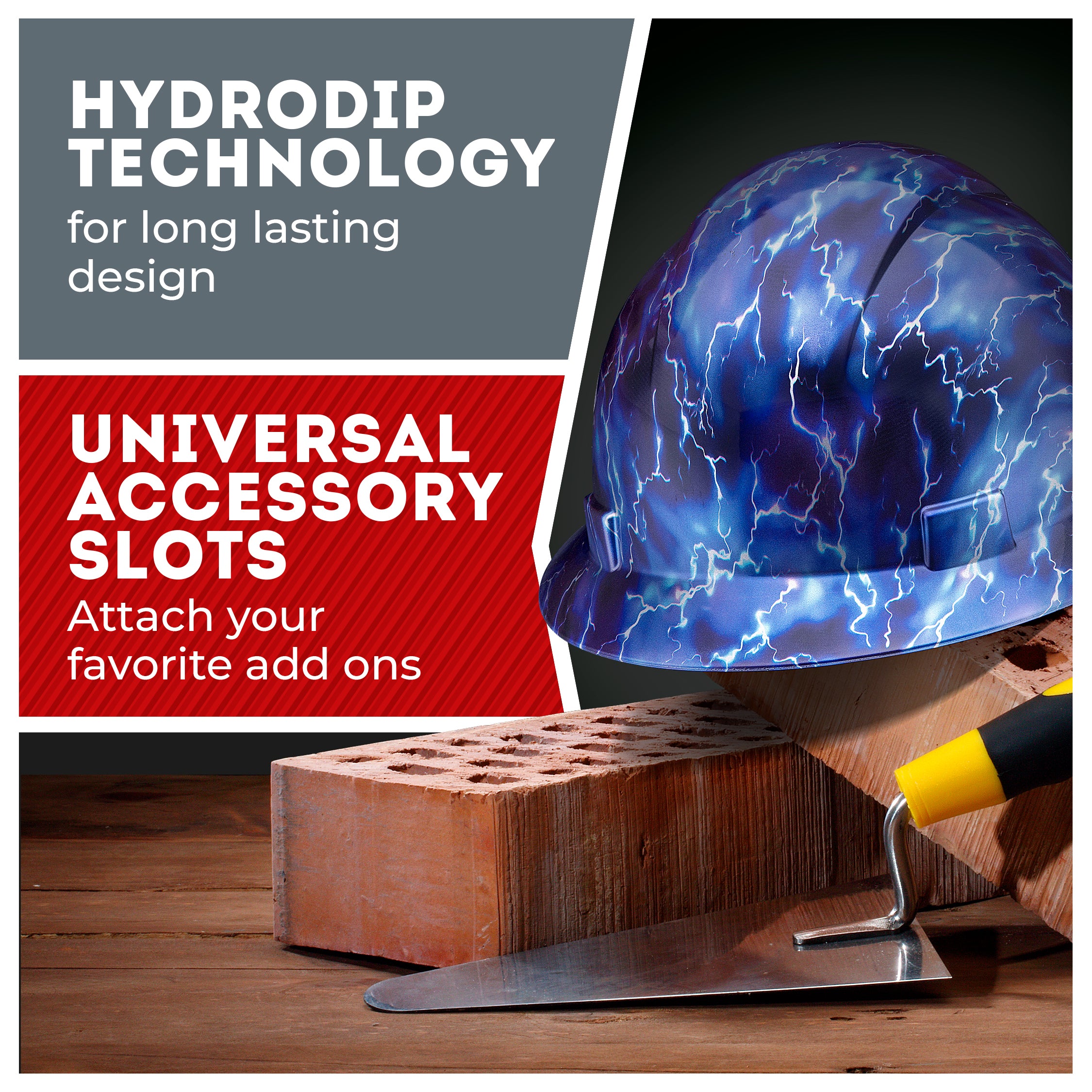 Full Brim Blue lightning Gloss Finish Non-Vented Hard Hat