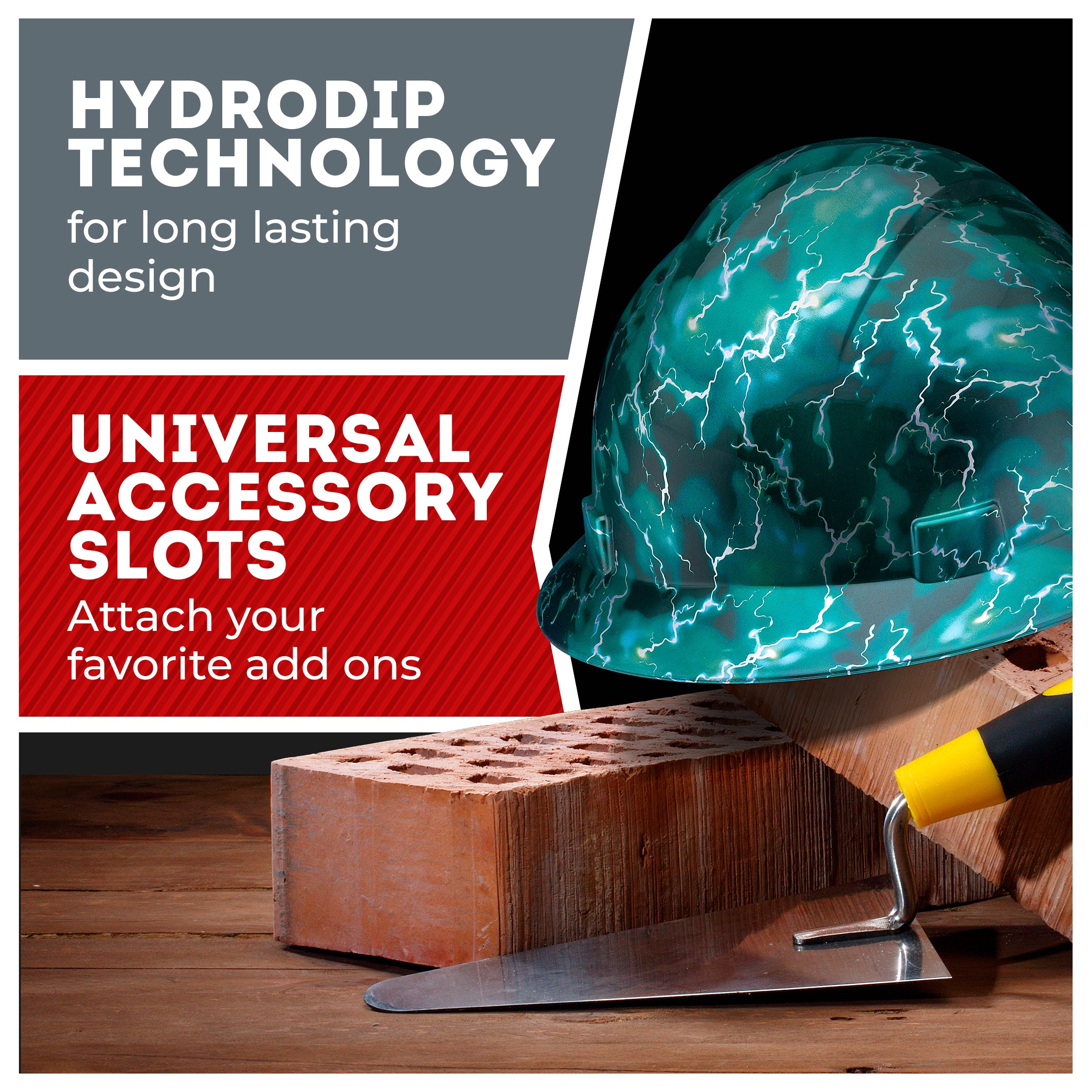 Full Brim Aqua lightning Gloss Finish Non-Vented Hard Hat