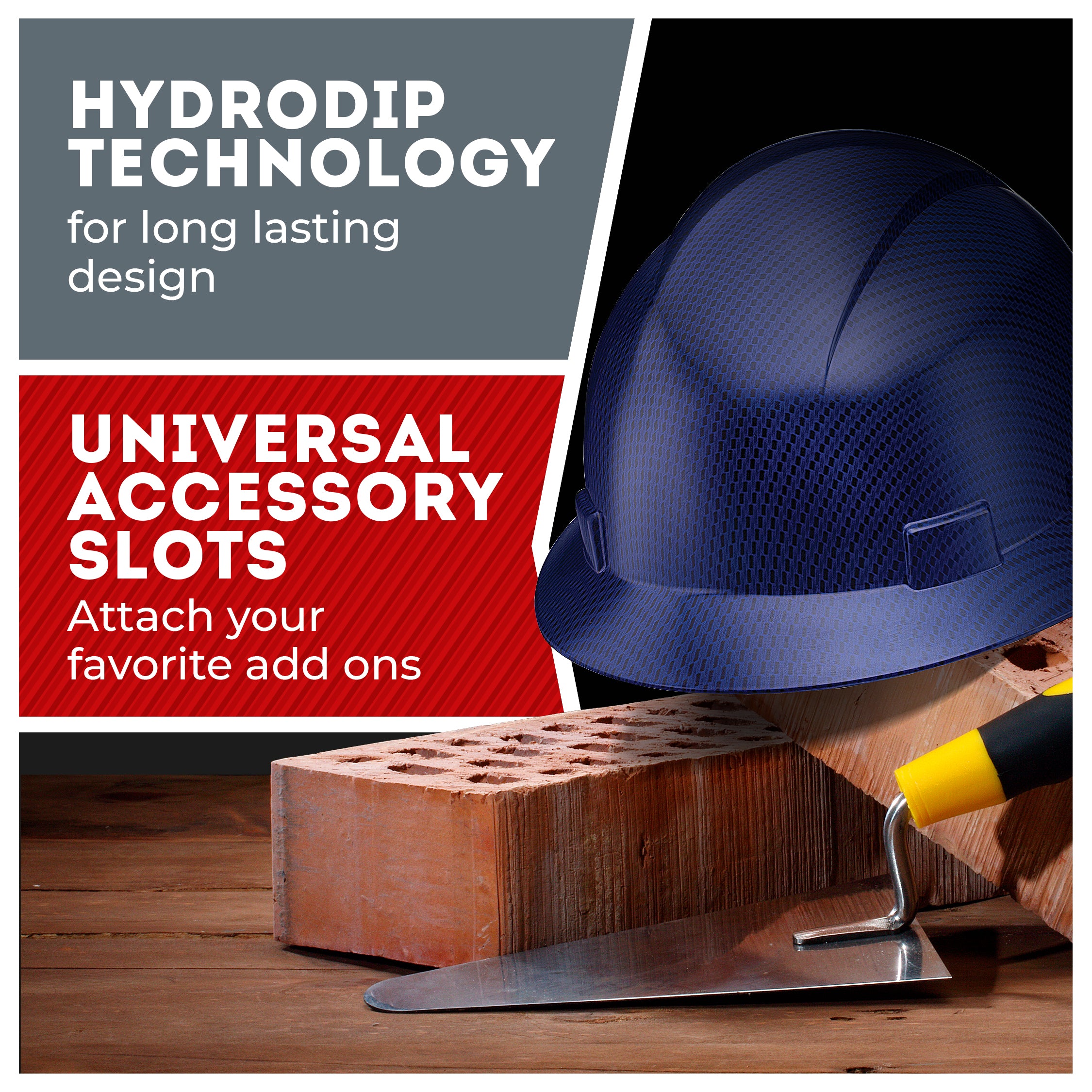 Full Brim Beguiled Blue Graphite Design Gloss Finish Non-Vented Hard Hat