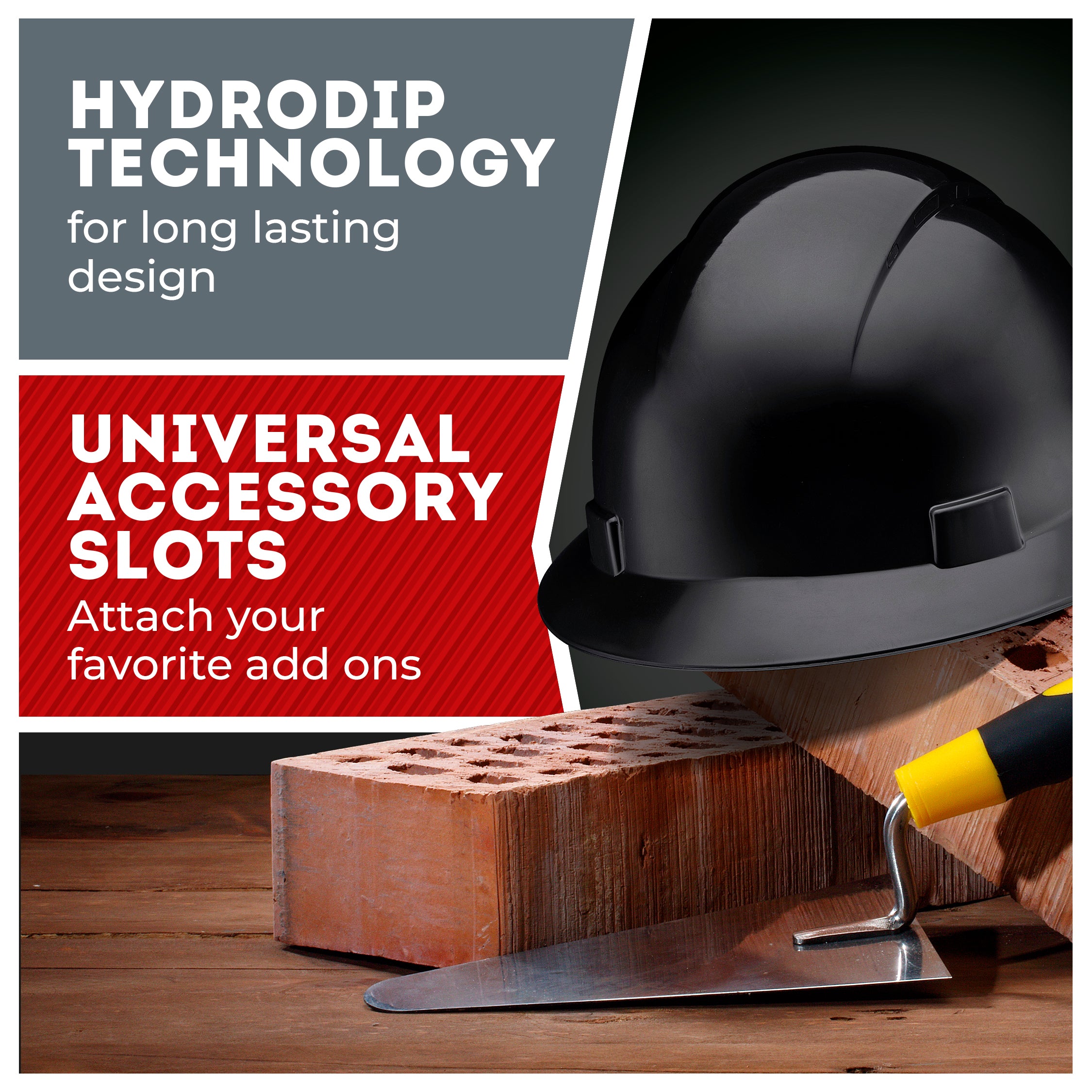 Full Brim Black Non-Vented Hard Hat