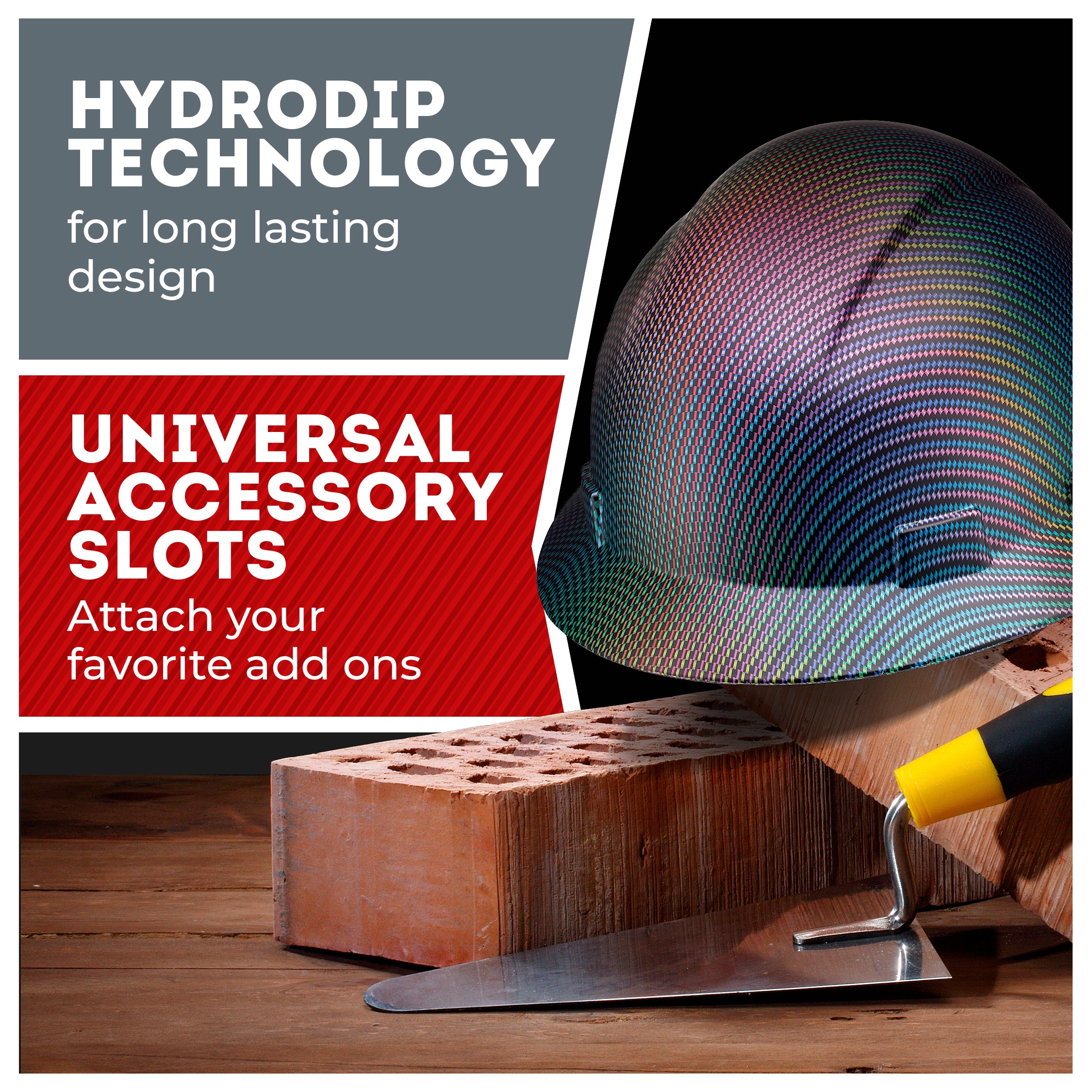 Full Brim Color Weave Graphite Design Matte Finish Non-Vented Hard Hat