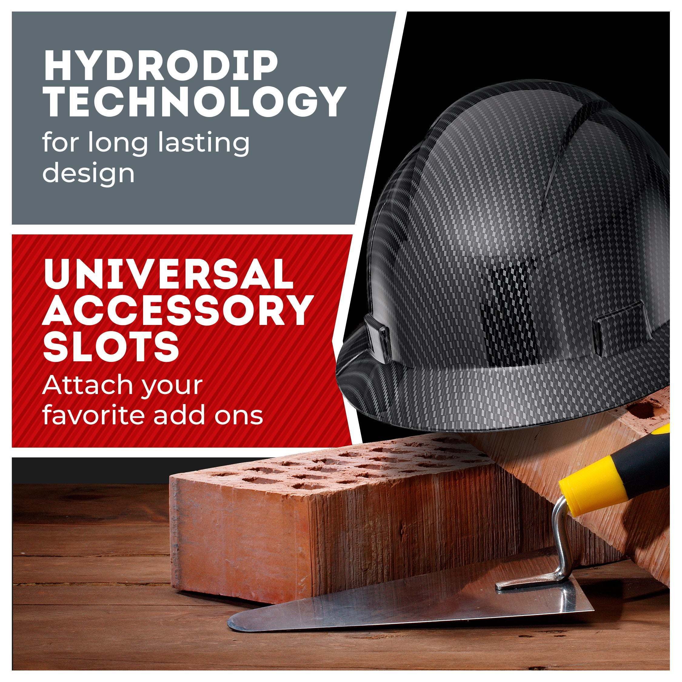 Full Brim Classic Black Graphite Design Gloss Finish Non-Vented Hard Hat