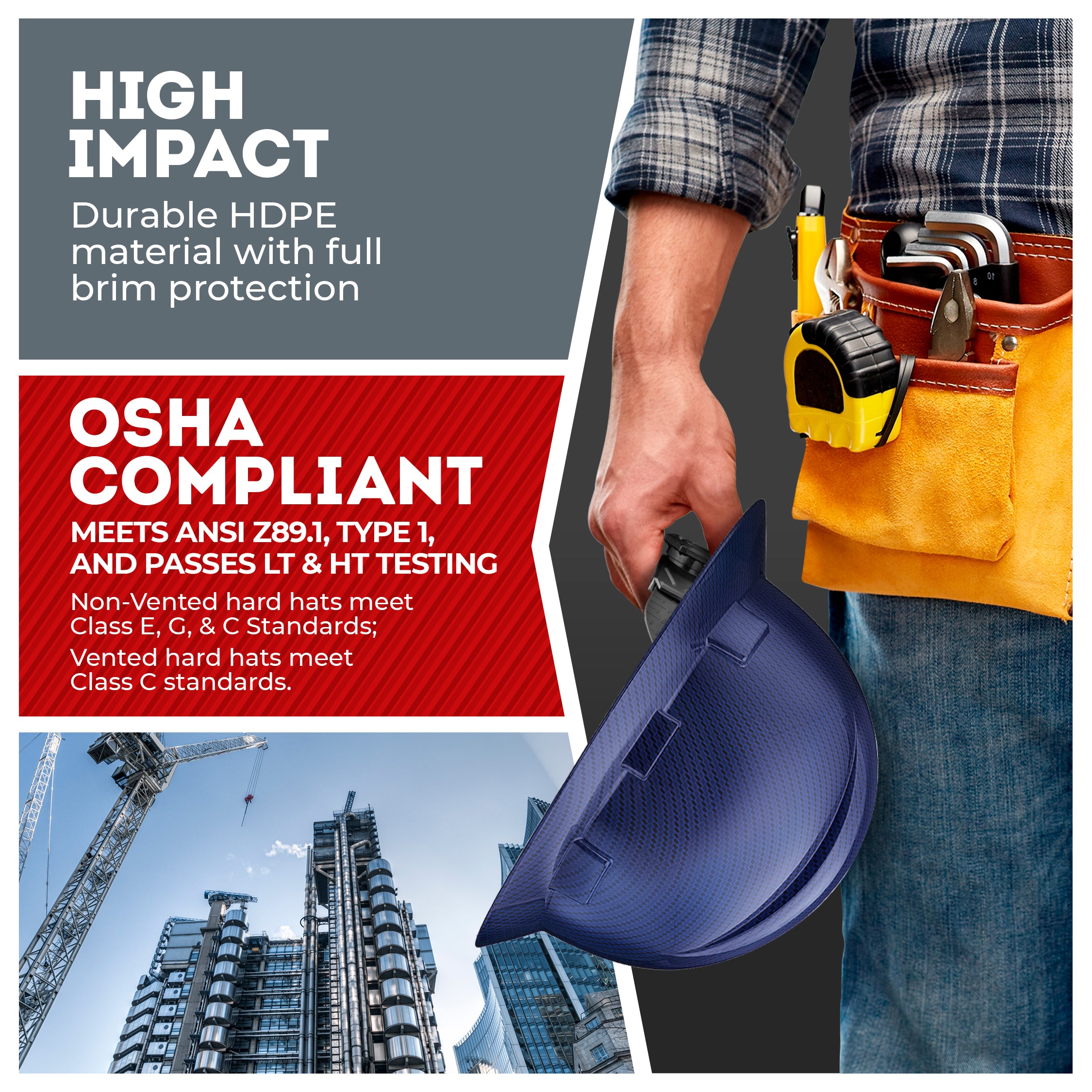 Full Brim Beguiled Blue Graphite Design Gloss Finish Non-Vented Hard Hat