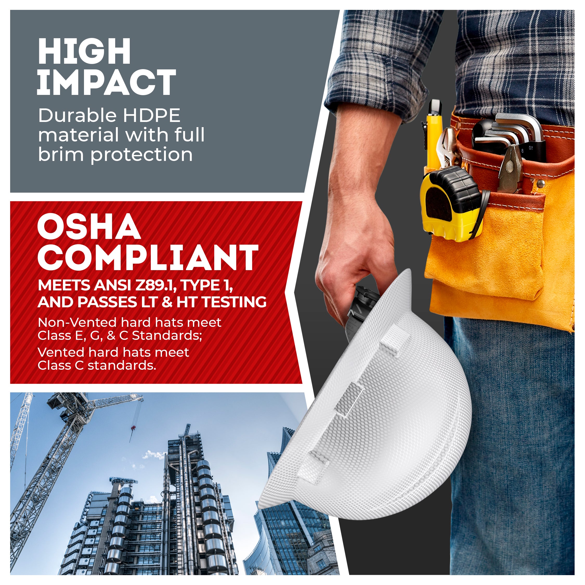 Full Brim Ice Cube Platinum Graphite Design Matte Finish Non-Vented Hard Hat