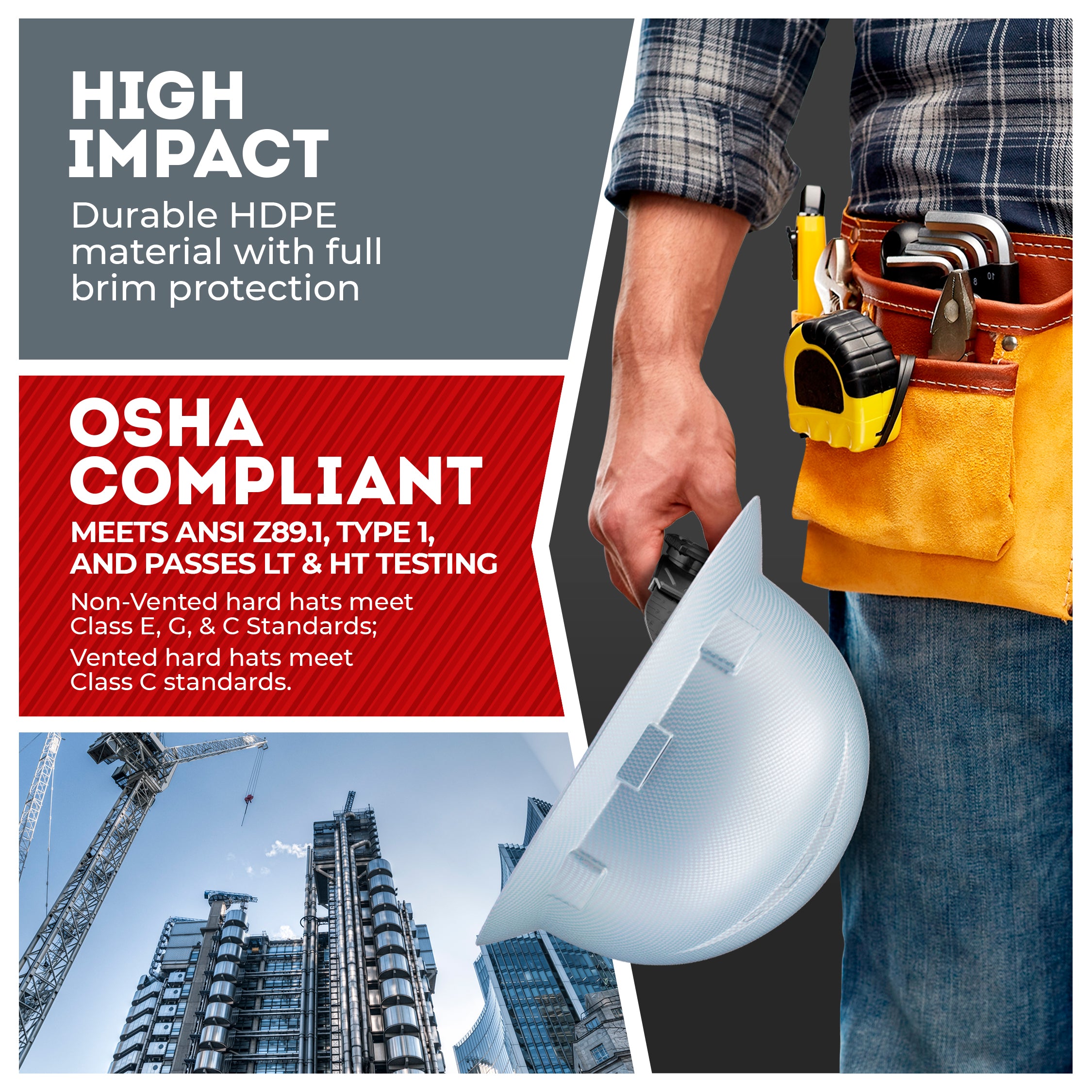 Full Brim Tinted Windows Graphite Design Matte Finish Non-Vented Hard Hat