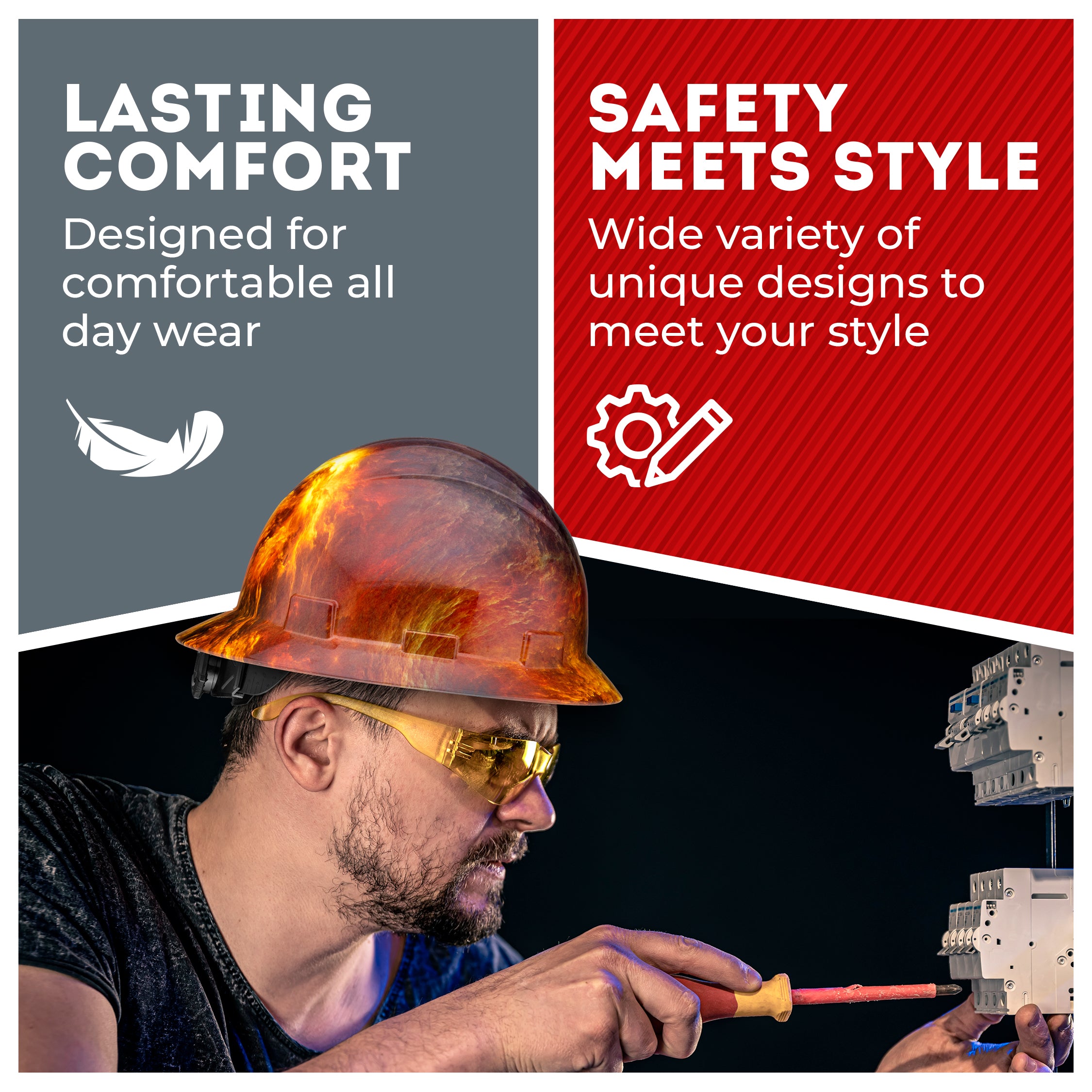 Full Brim Stormy Sky Gloss Finish Non-Vented Hard Hat