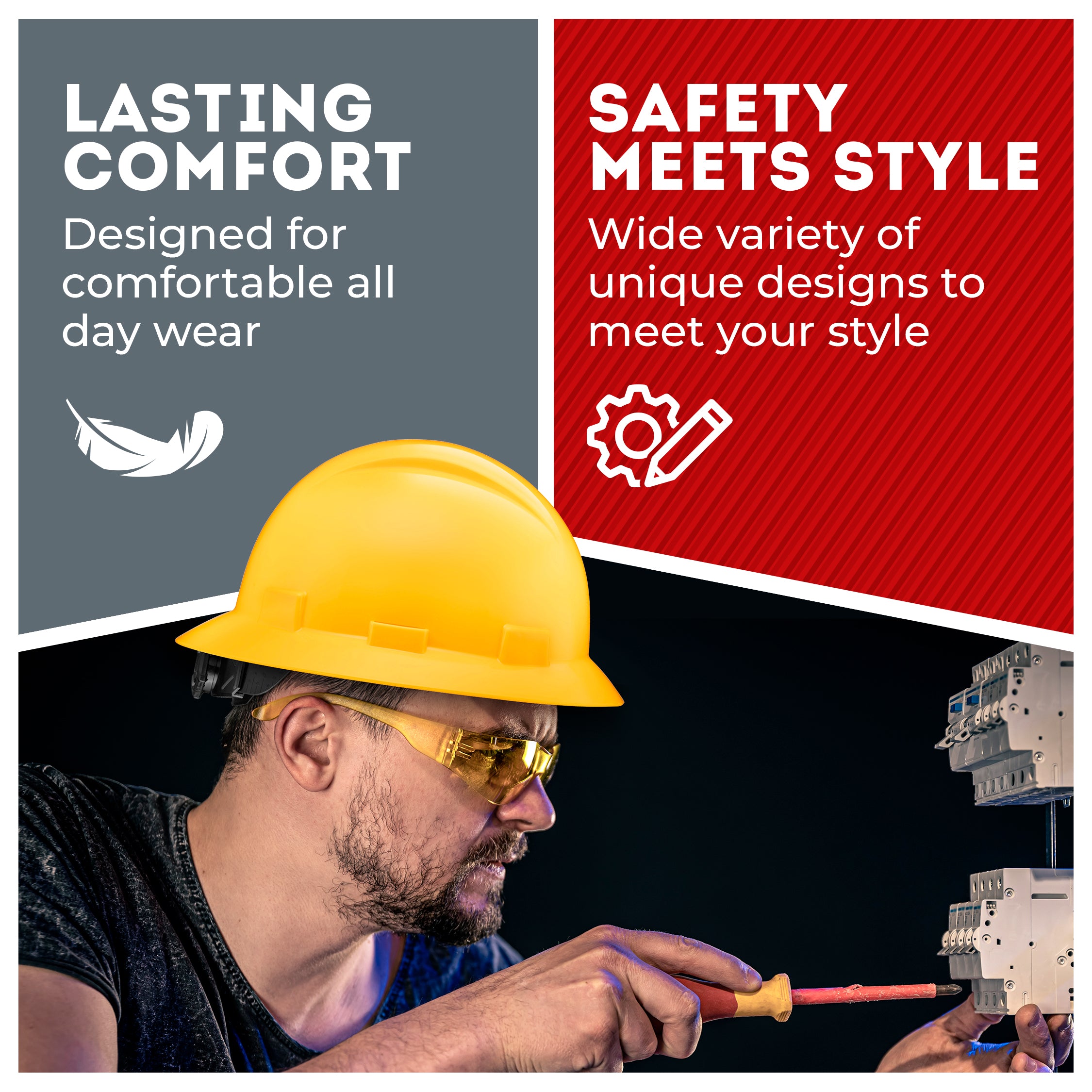 Full Brim Yellow Non-Vented Hard Hat