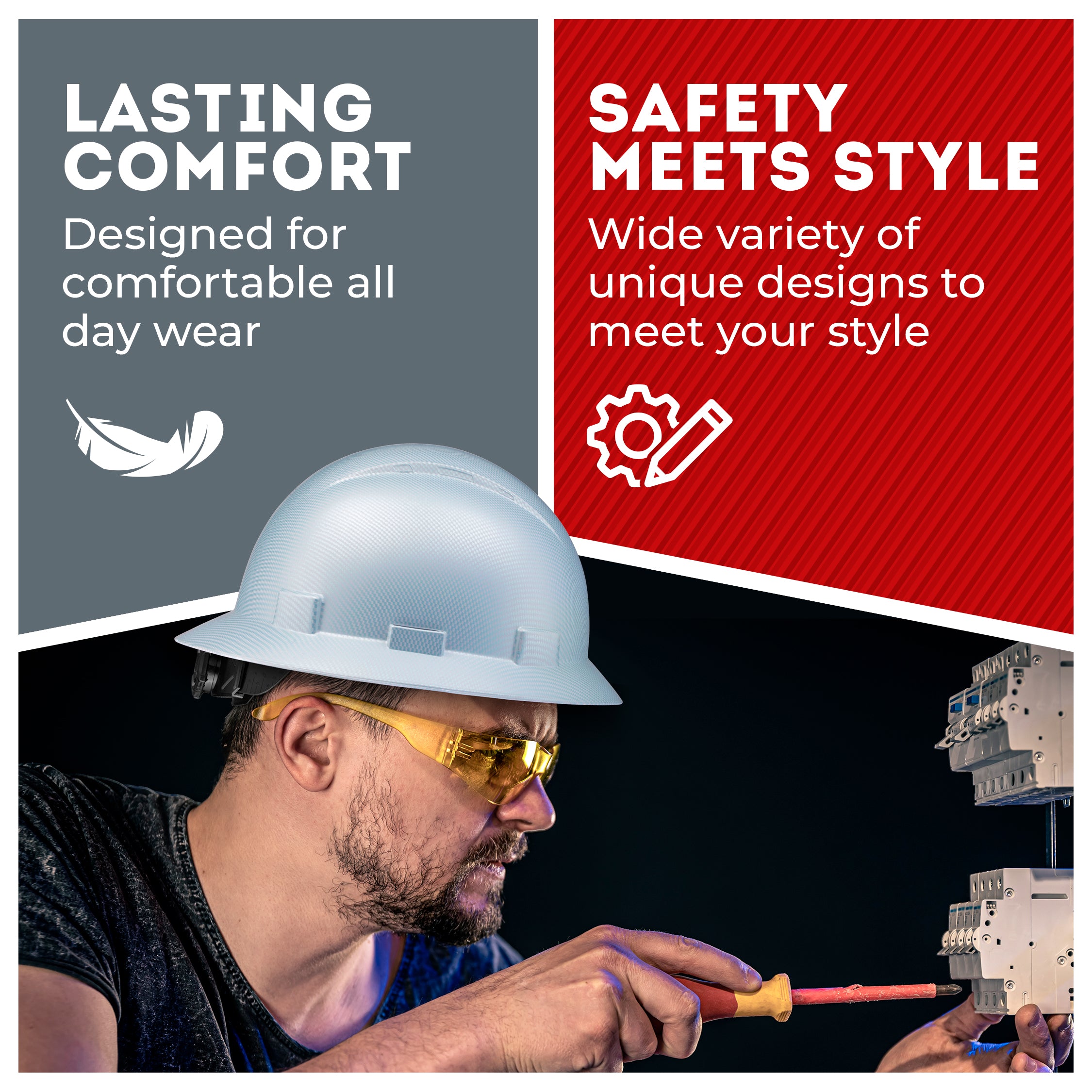 Full Brim Tinted Windows Graphite Design Matte Finish Non-Vented Hard Hat