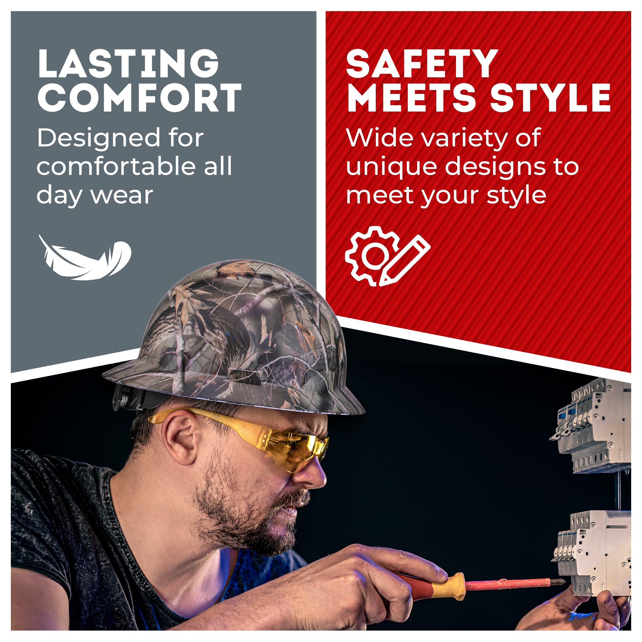 Full Brim Woodsman Camo Matte Finish Non-Vented Hard Hat