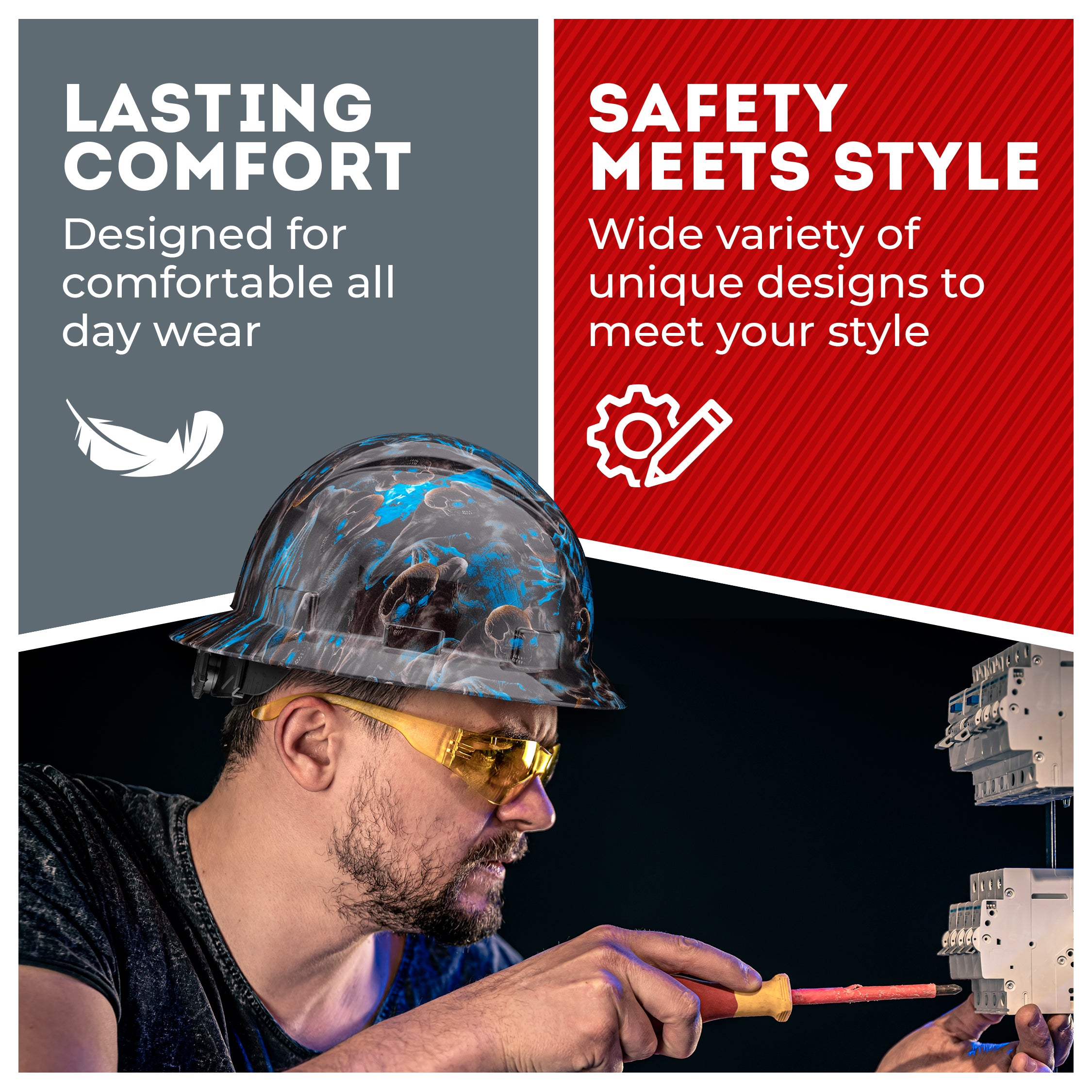 Full Brim Night Walkers Gloss Finish Non-Vented Hard Hat