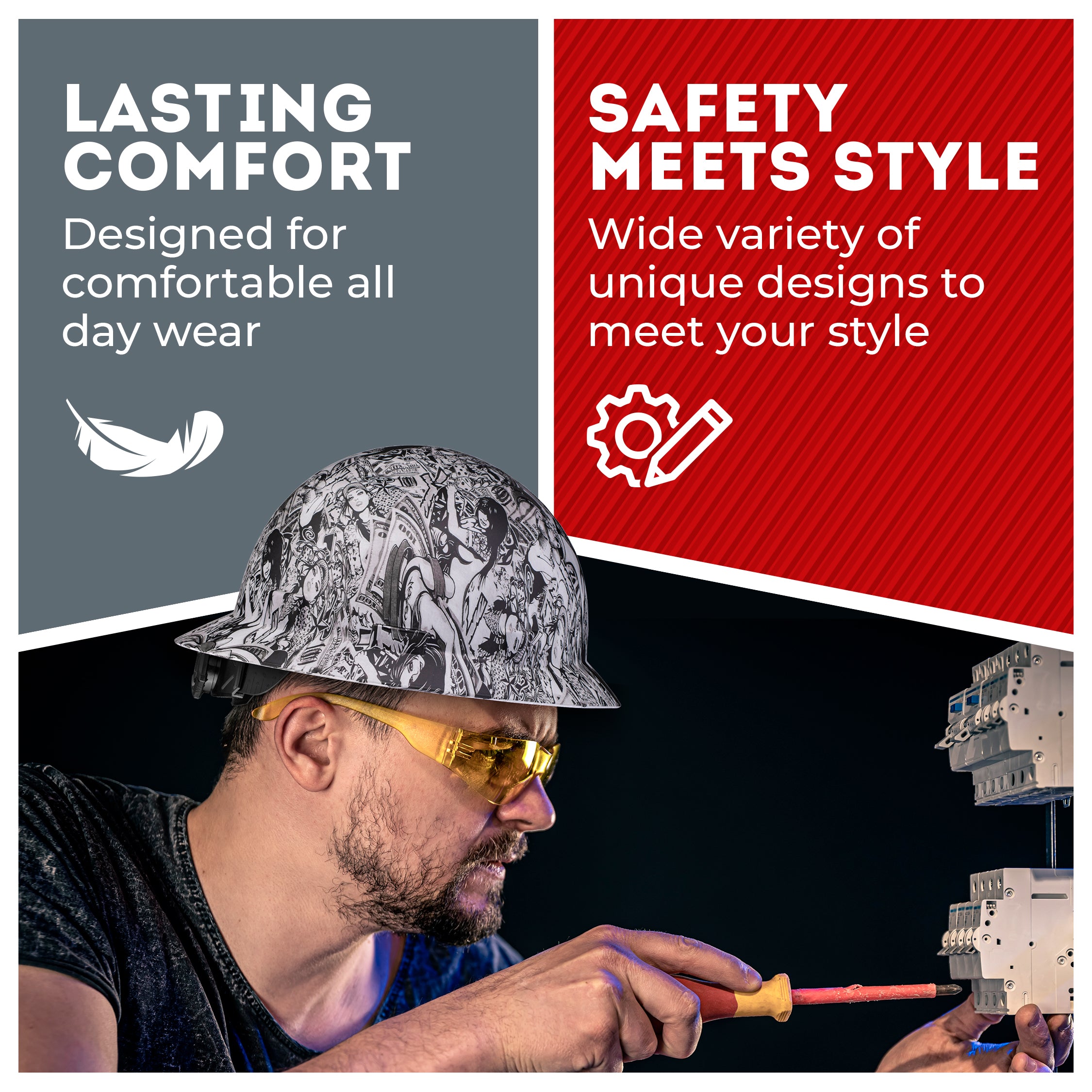 Full Brim Money and Honeys Matte Finish Non-Vented Hard Hat