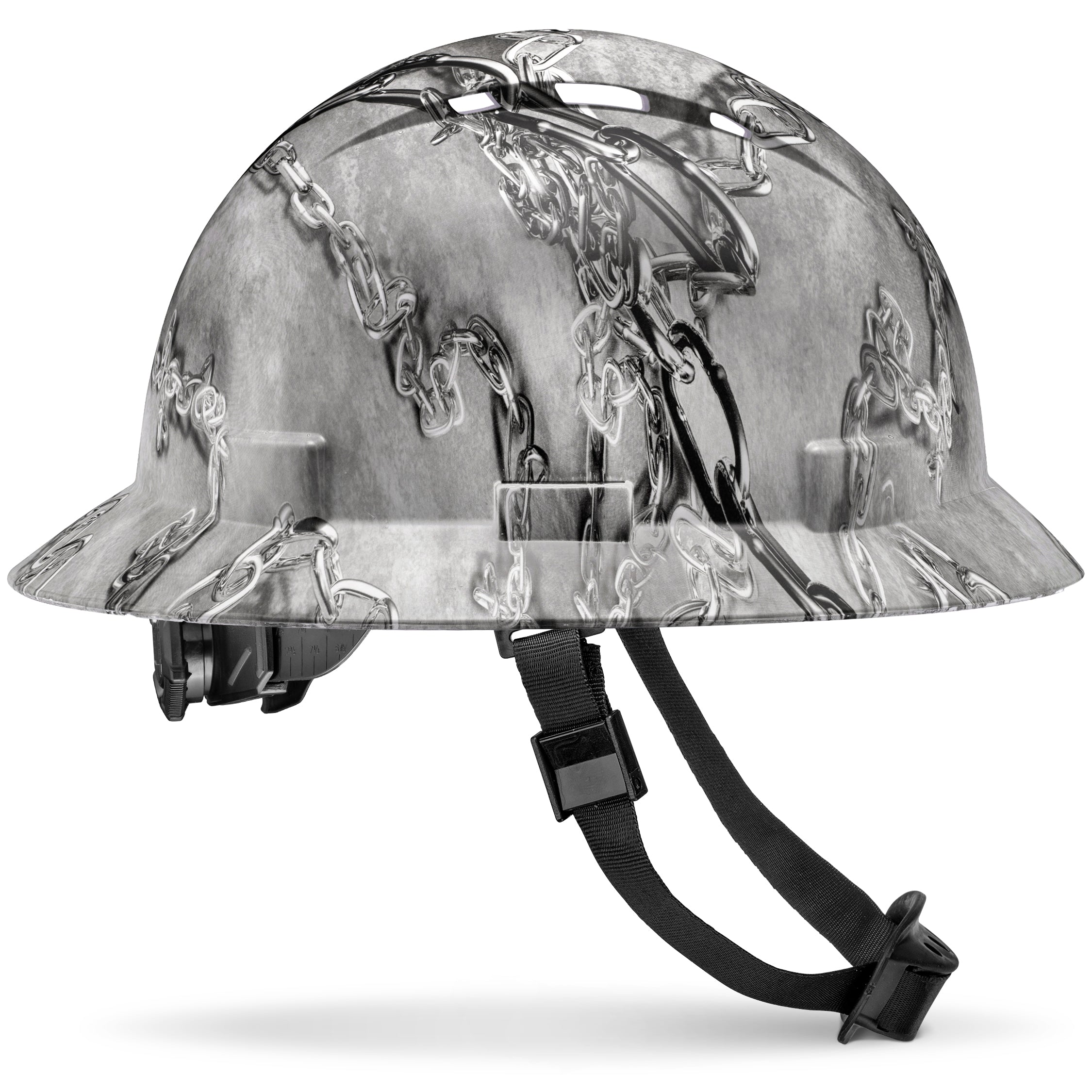 Full Brim Chain Matte Finish Vented Hard Hat