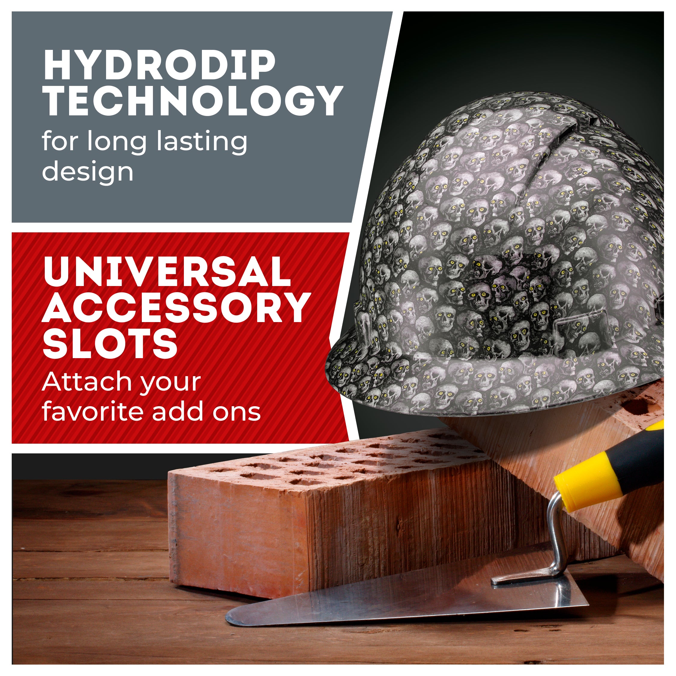 Full Brim Color Skull Shadow Gloss Finish Vented Hard Hat