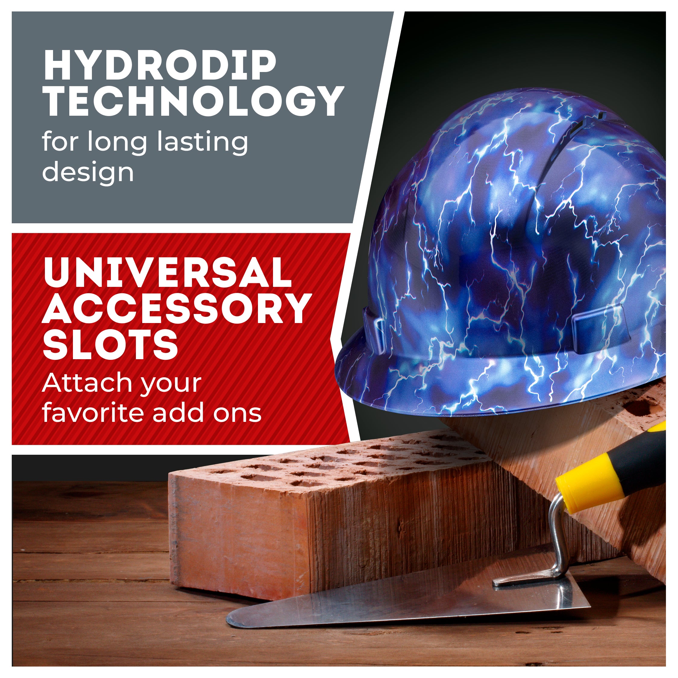 Full Brim Blue Lightning Gloss Finish Vented Hard Hat